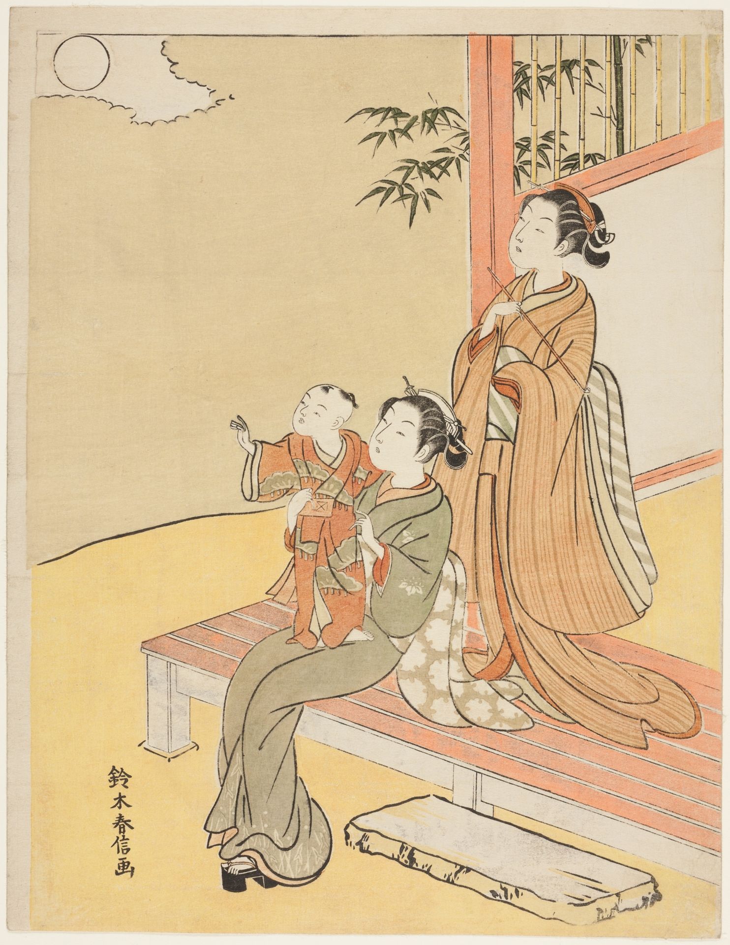 Viewing the Moon by Suzuki Harunobu 鈴木春信