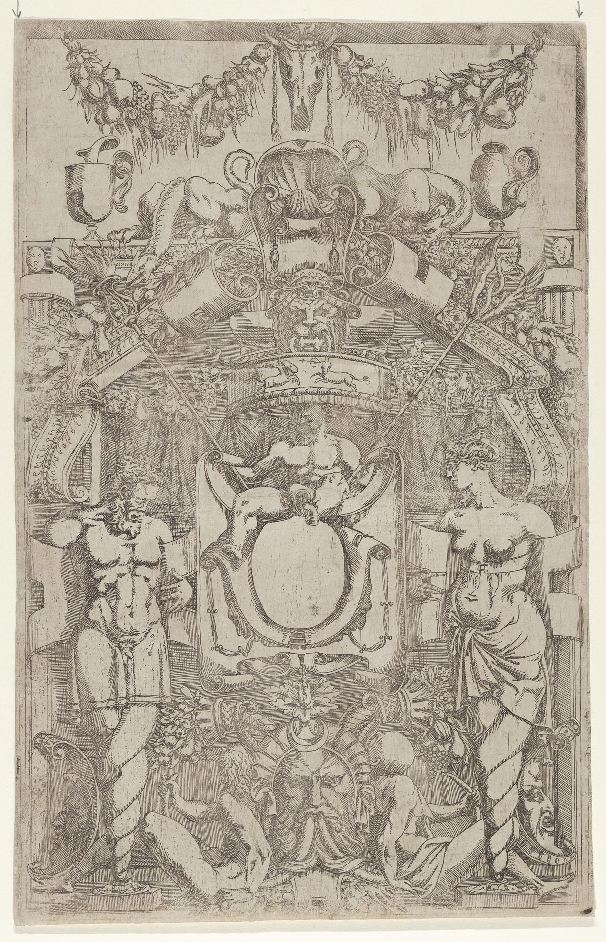 Ornament Panel with Terms and Spiral Bases by Antonio Fantuzzi