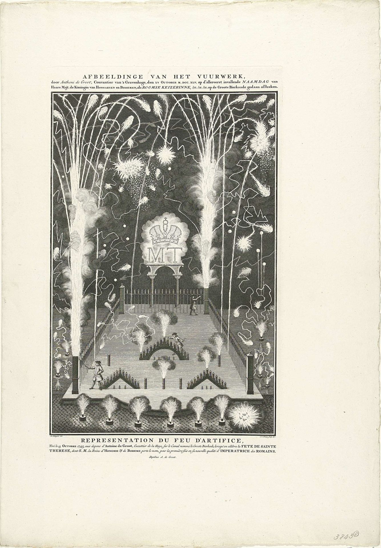 Vuurwerk afgestoken op 15 oktober 1745, de naamdag van Maria Theresia, in opdracht van Anthoni de Groot by Jan Caspar Philips