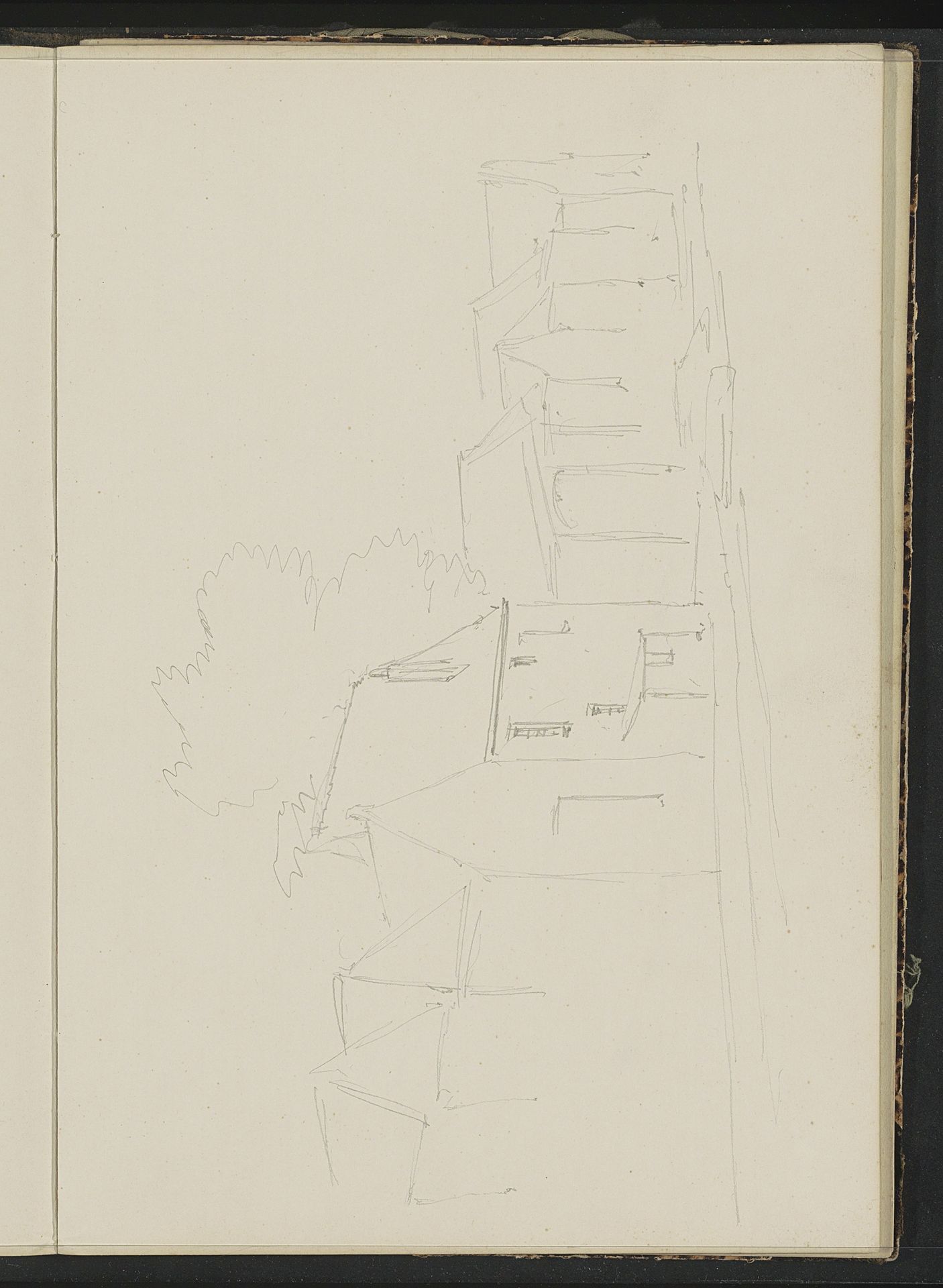 Rijtjeshuizen aan een straat by Willem Koekkoek