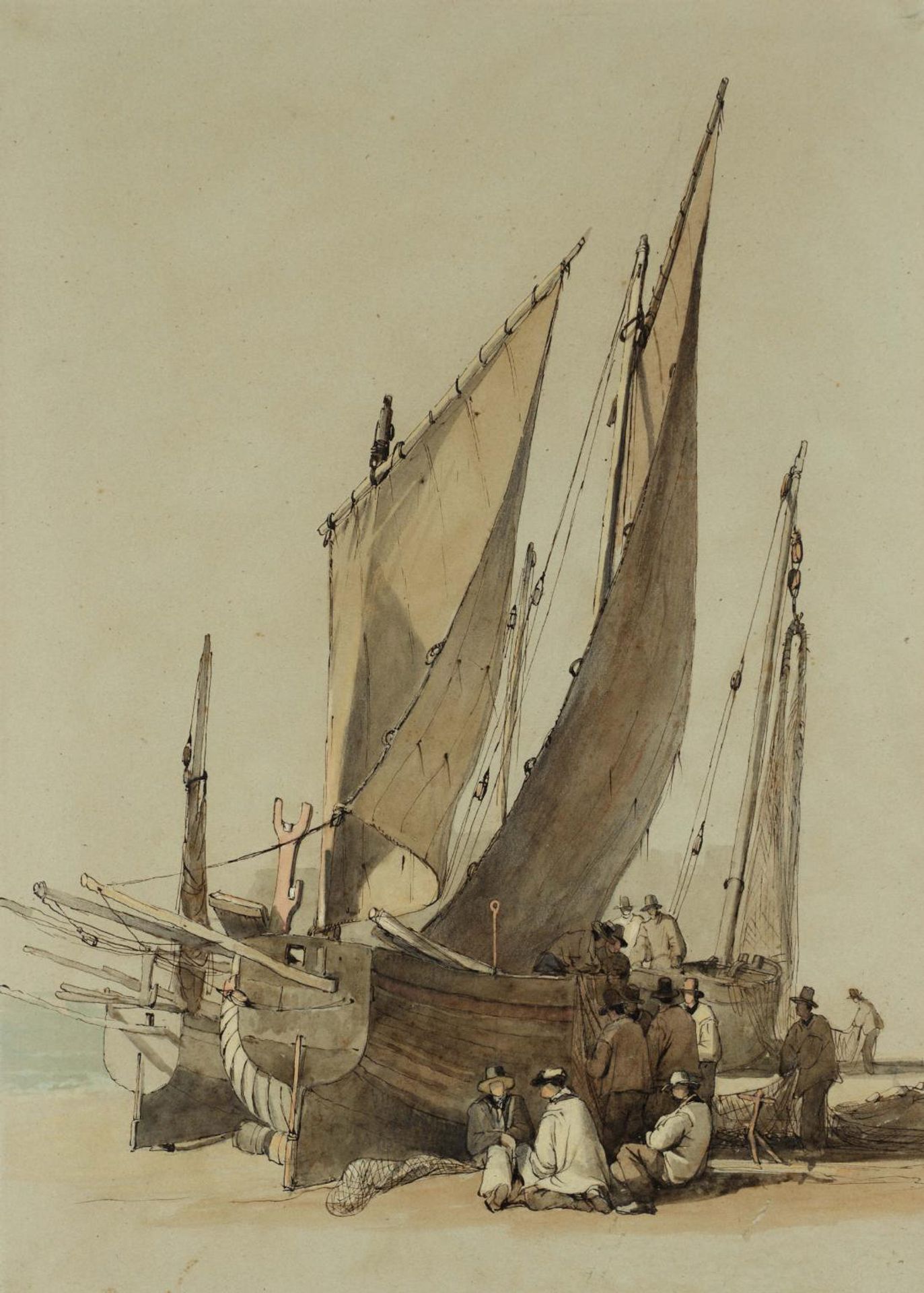 Fishing Boats, Hastings by Samuel Prout