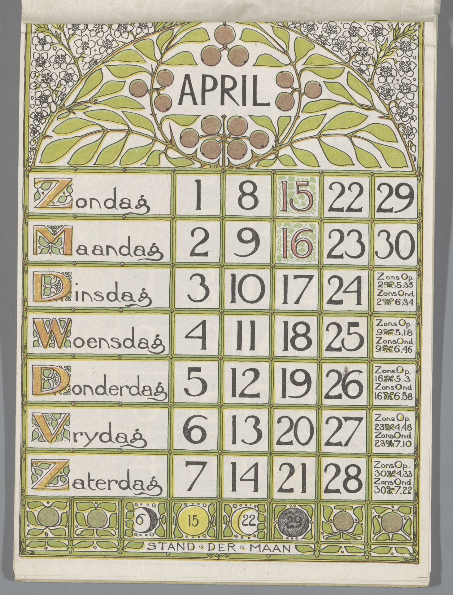 Kalenderblad april 1900 by Theo Nieuwenhuis