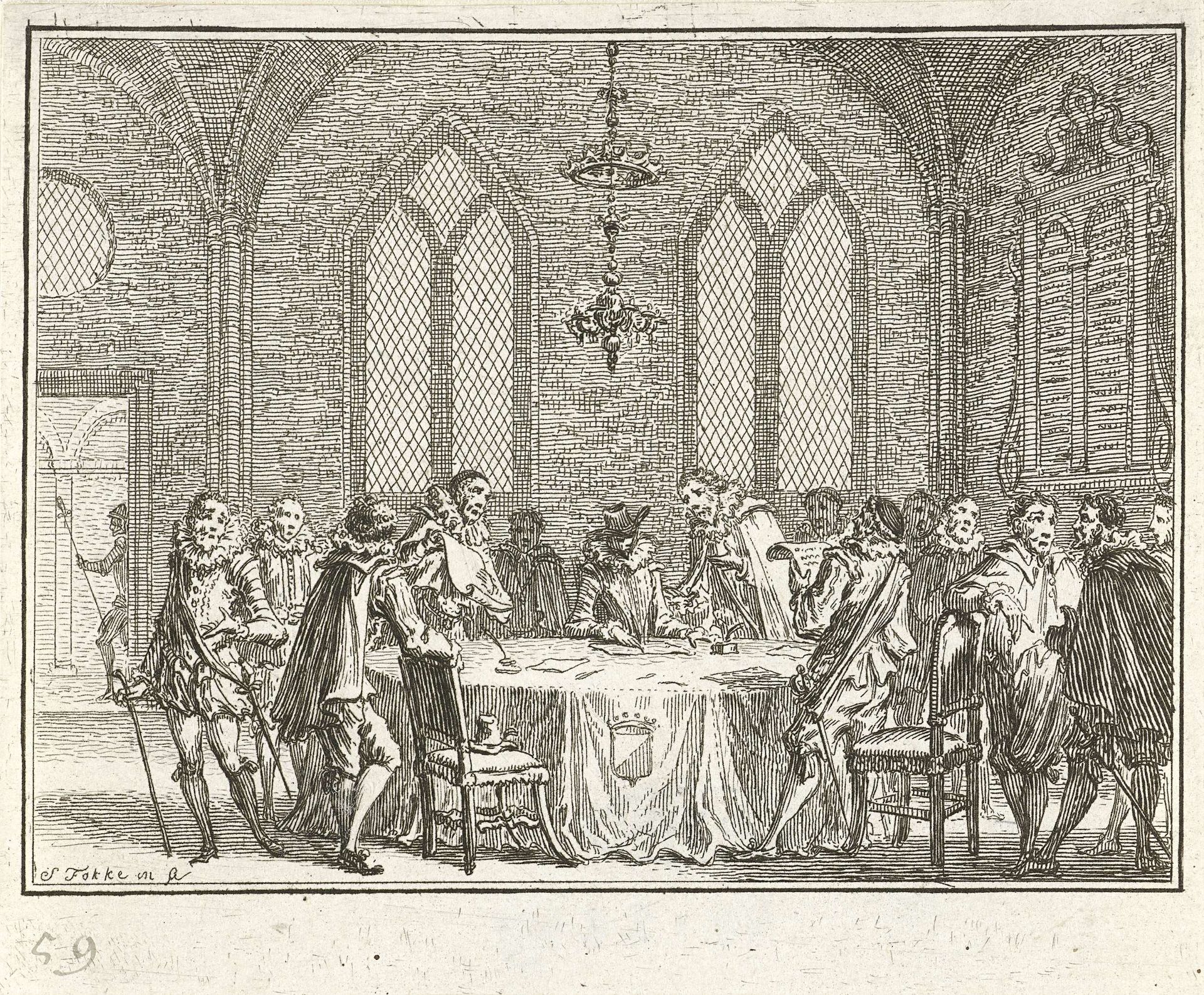 Het sluiten van de Unie van Utrecht, 1579 by Simon Fokke