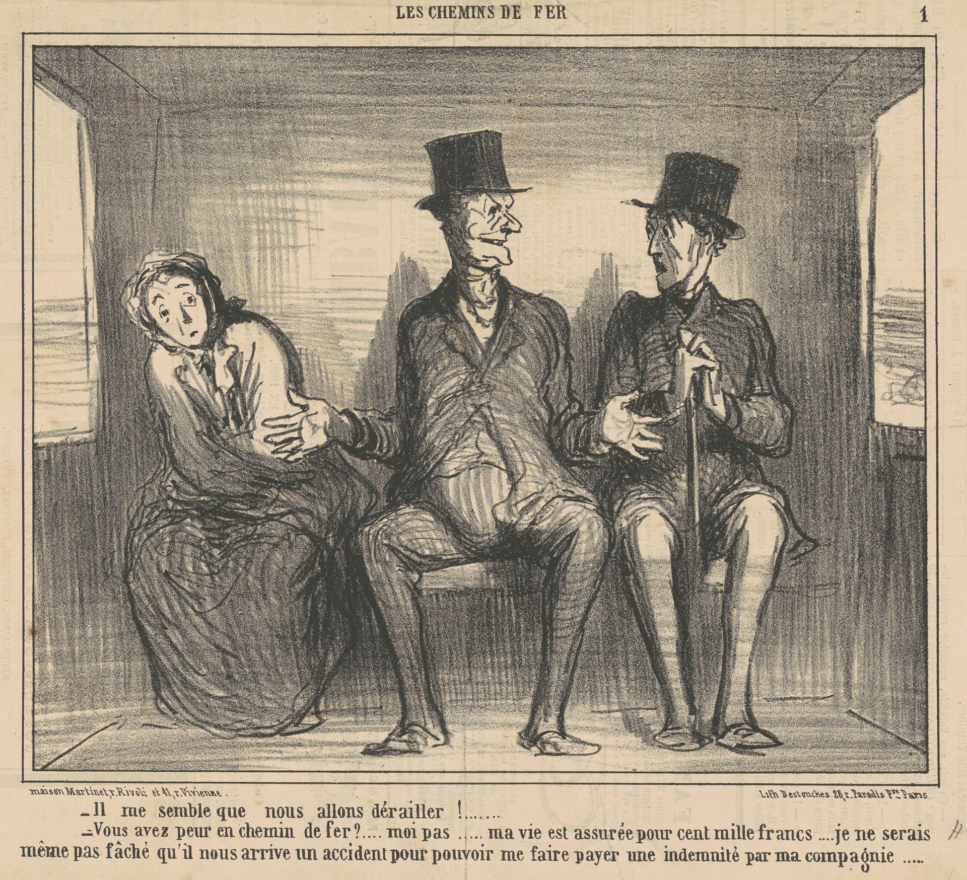 Il me semble que nous allons dèrailler ... by Honoré Daumier