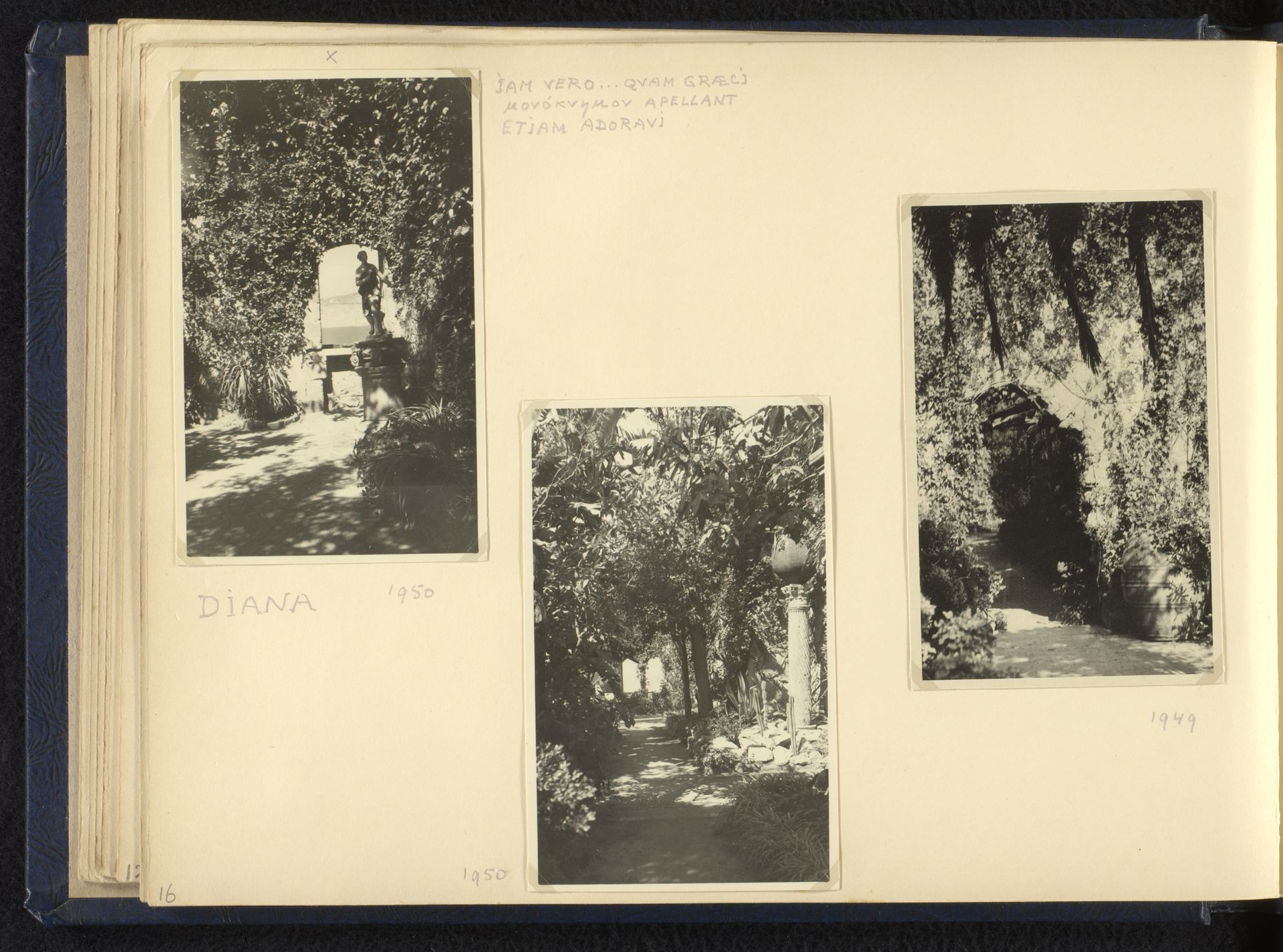 Drie foto's van de tuin van Villa Tritone, Sorrento by Norbert van den (1901-1972) Berg
