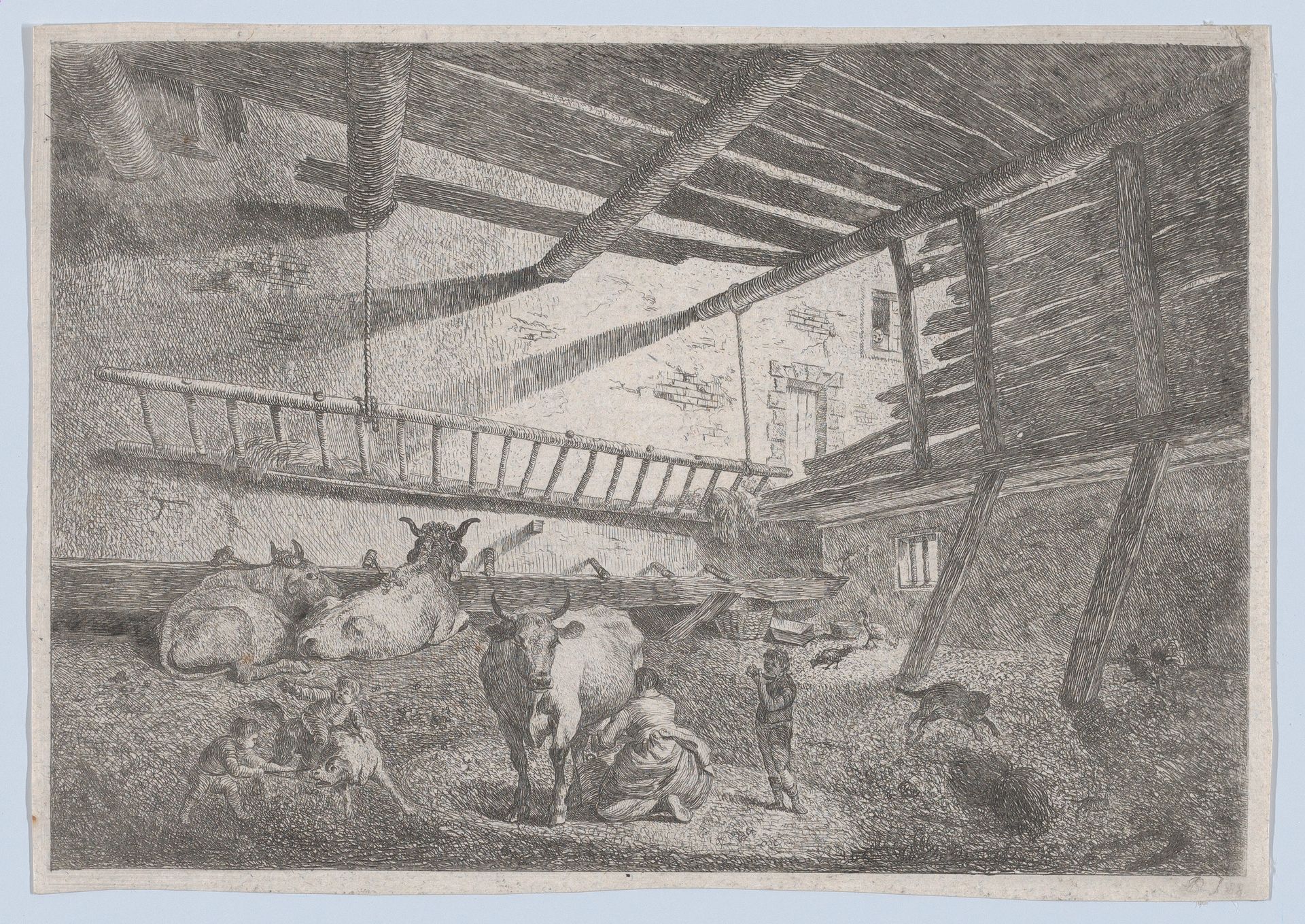 Interior of a Barn with Milkmaid by Anonymous