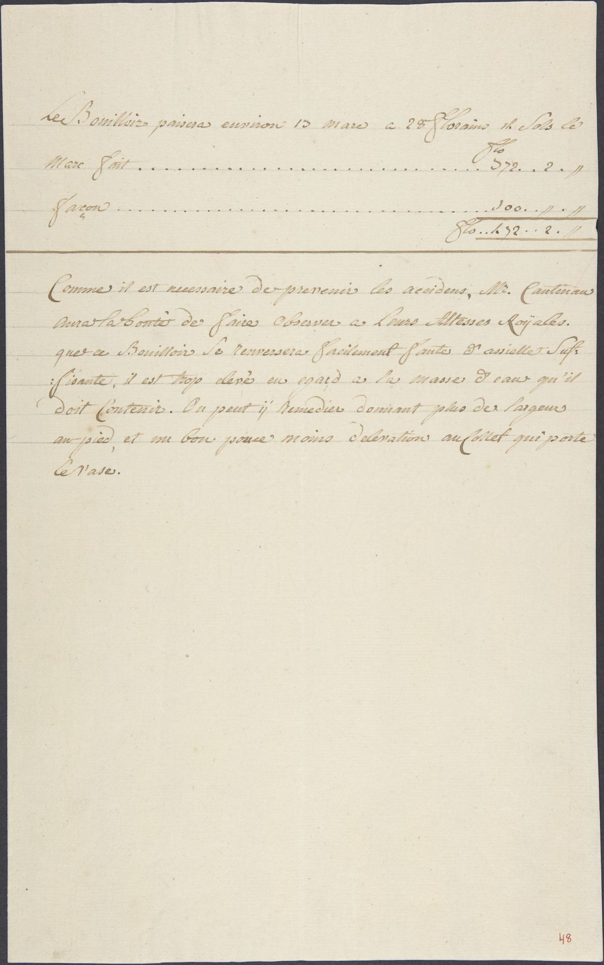 Estimate for repair work and explanatory note by Anonymous