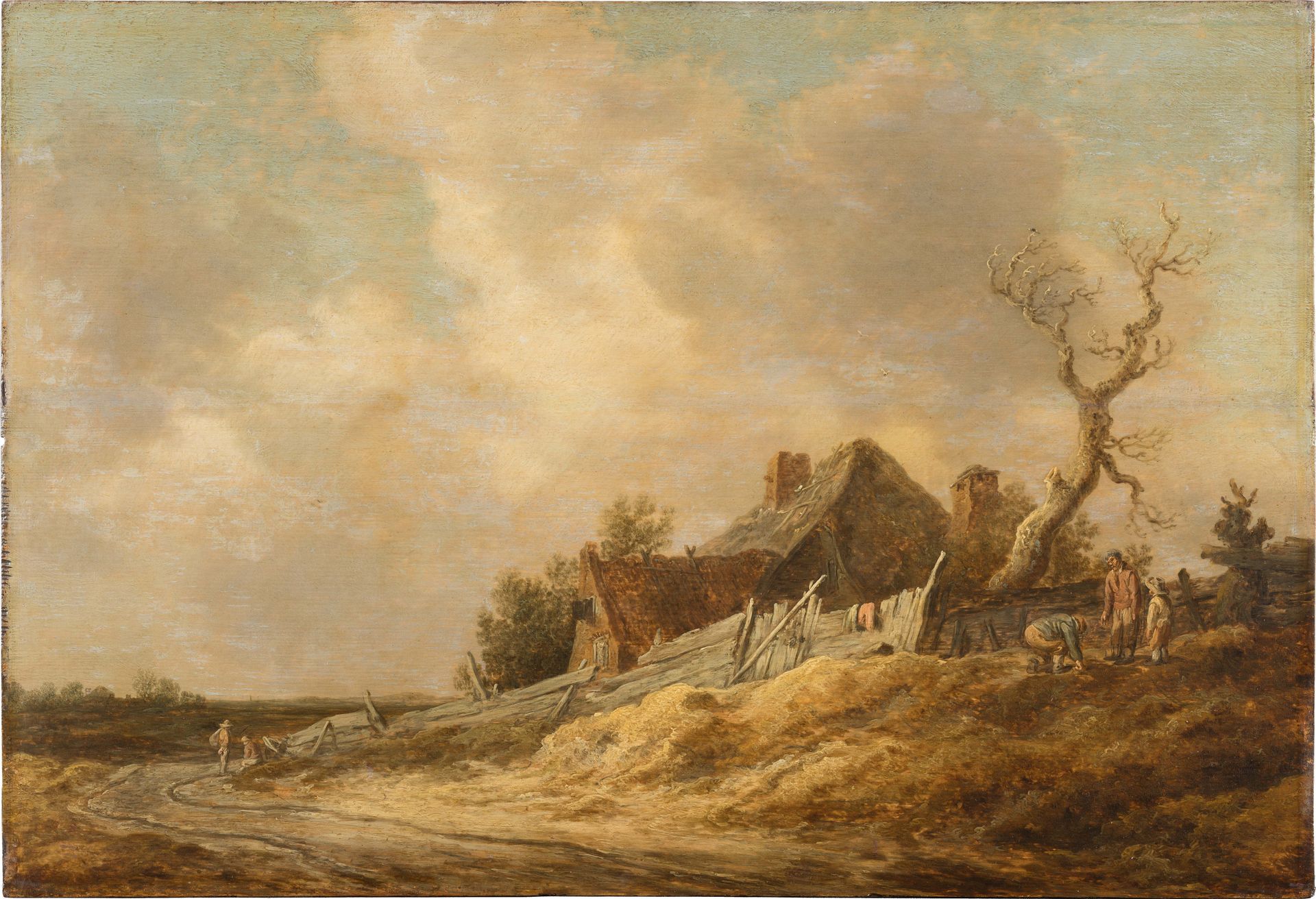 Dirt Road with Farmhouse and Board Fence by Jan van Goyen