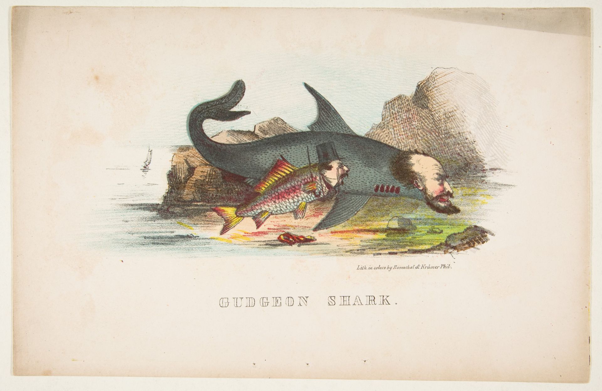 Gudgeon and Shark, from The Comic Natural History of the Human Race by Henry Louis Stephens