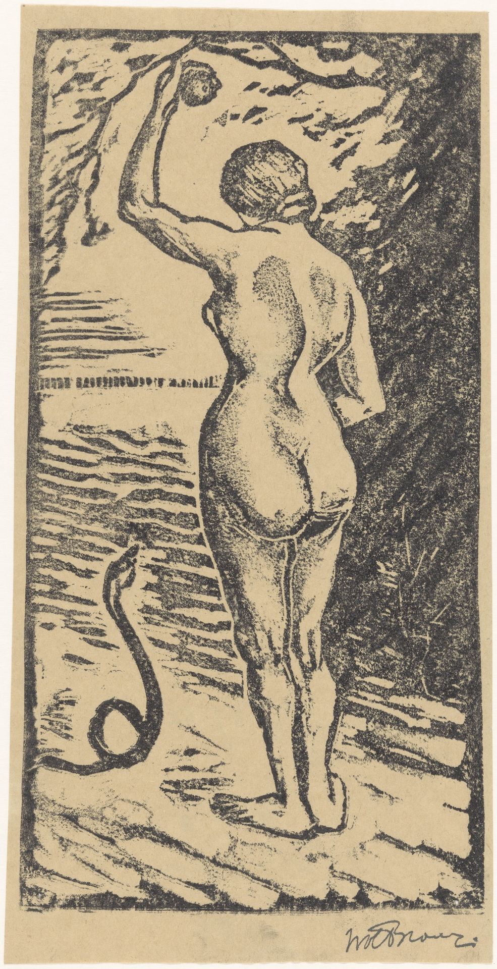 Eva en de slang by Wolbartus Brouwer
