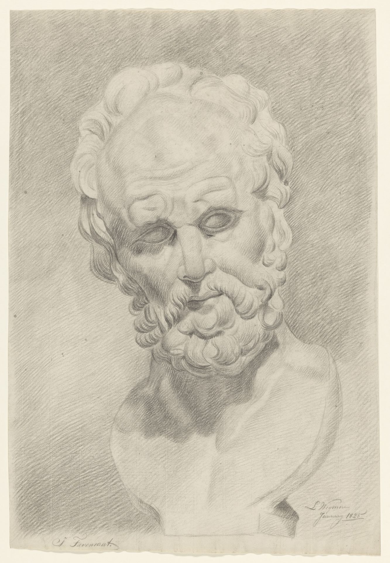 Gips van een antieke buste van een man met baard by Johannes Tavenraat
