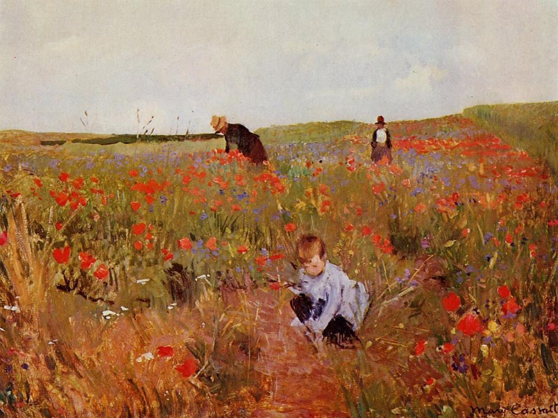 Red poppies by Mary Cassatt