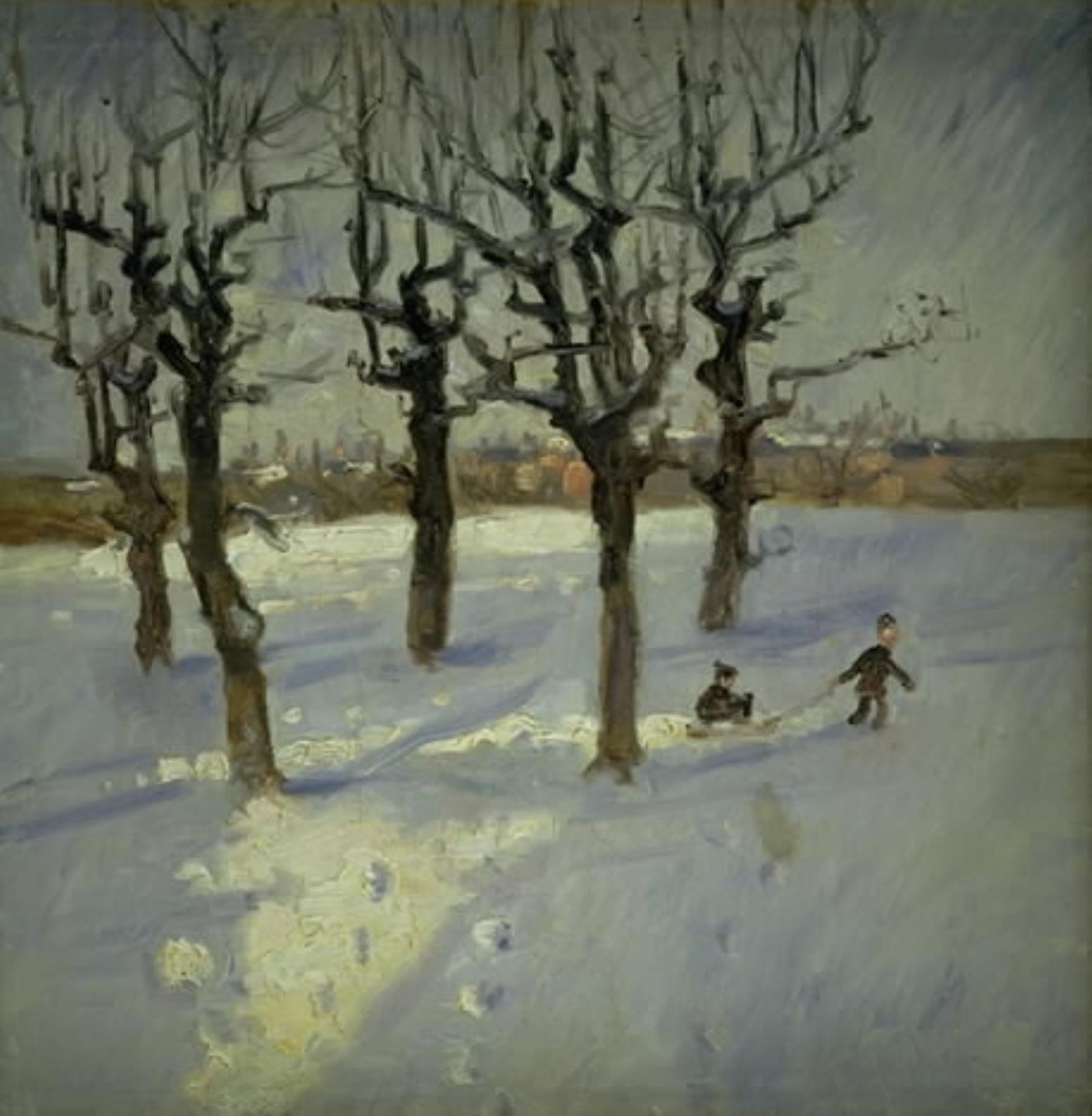 Winter Scene in a Suburb of Copenhagen by Fridolin Johansen