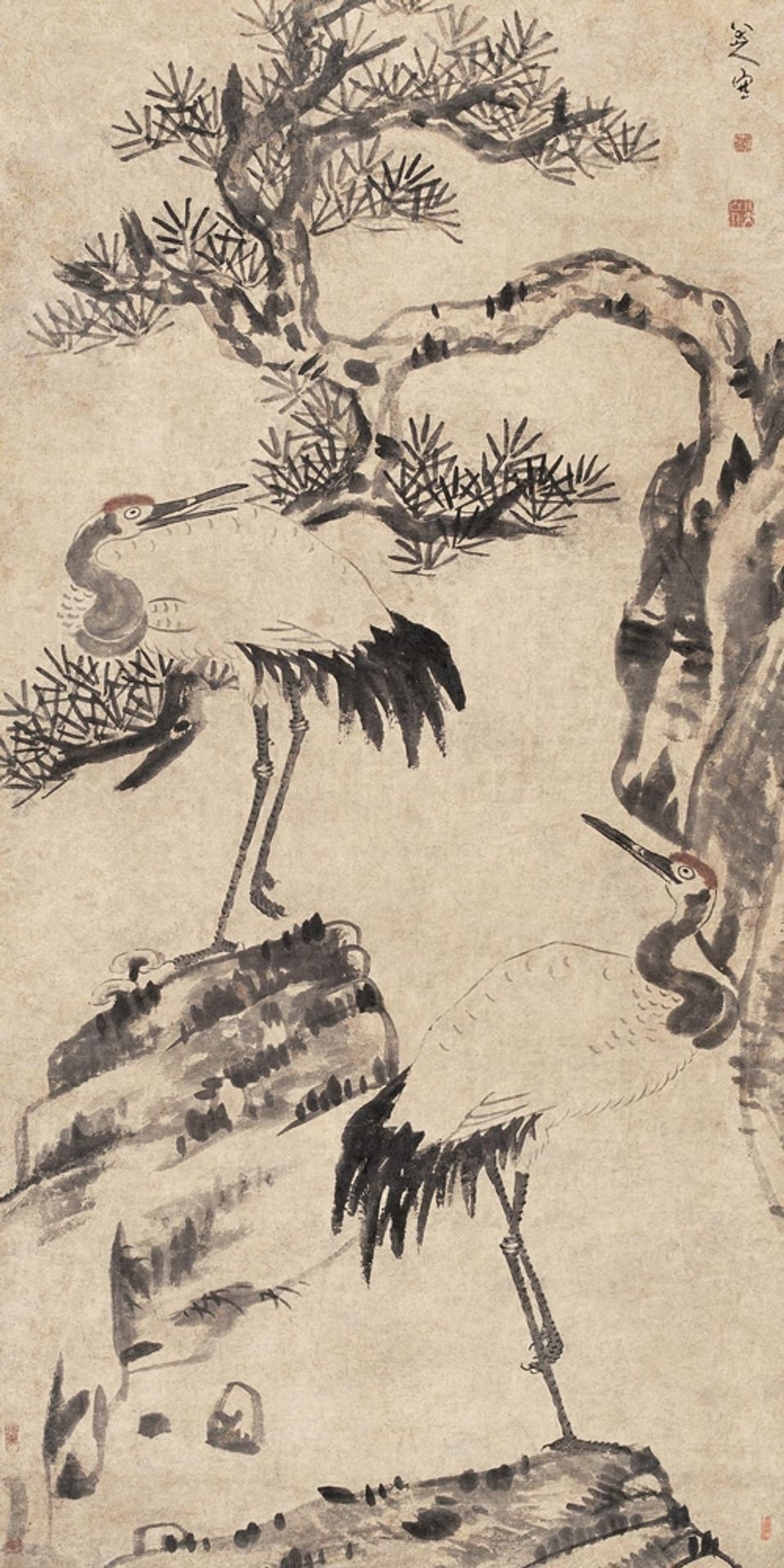 Pine and Cranes by Bada Shanren