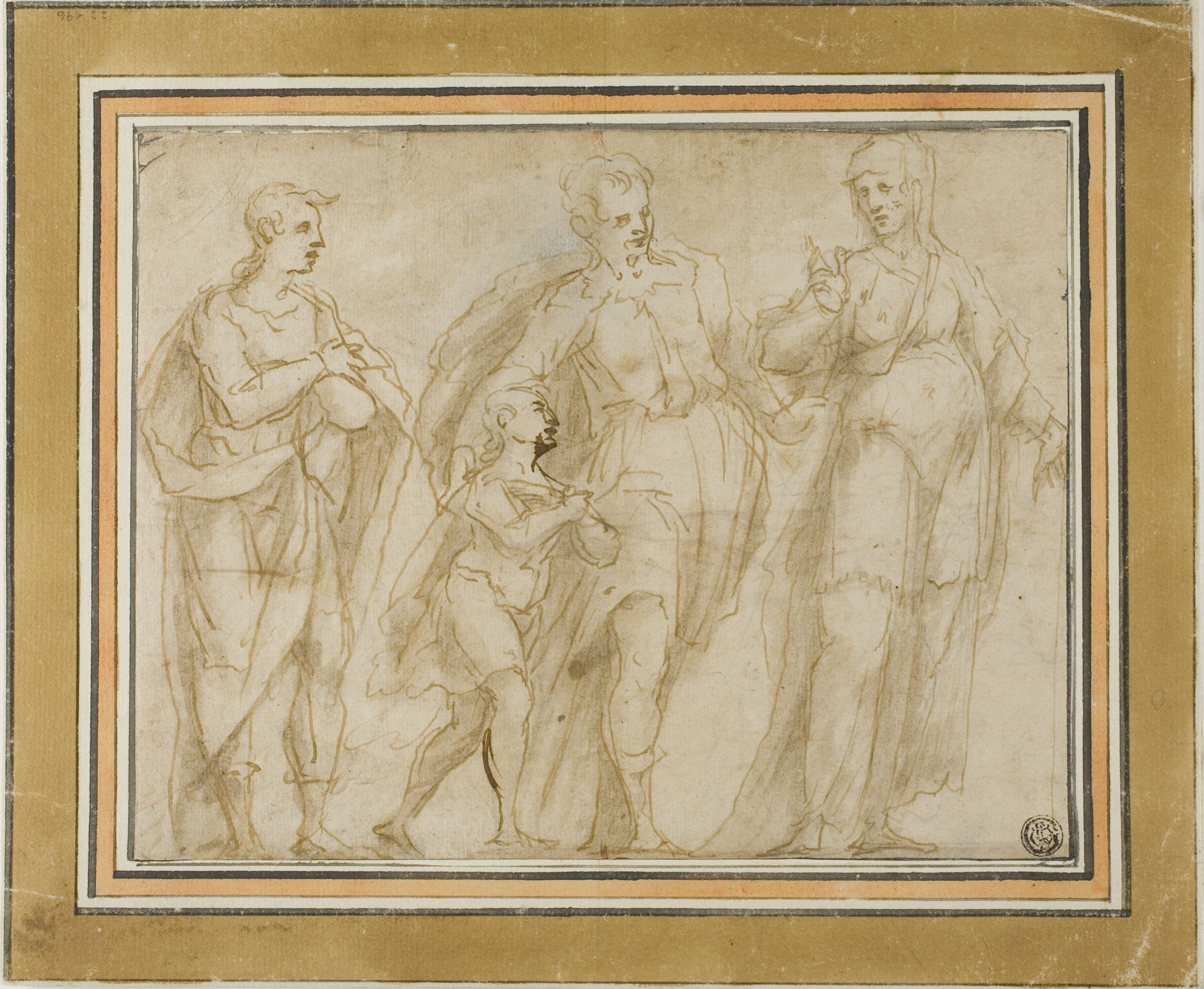 Departure of Tobit (recto); Sketch of Crucifixion (verso) by Anonymous
