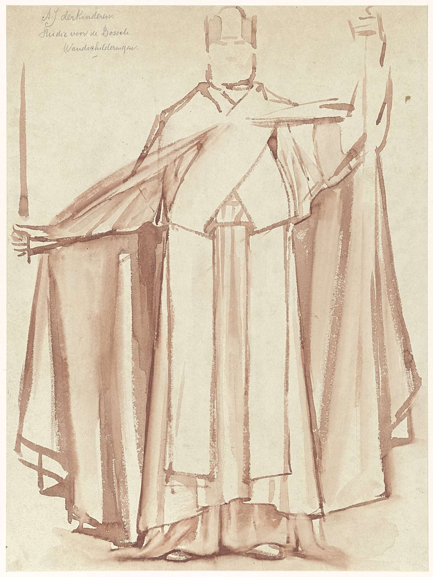 Voorstudie voor de Eerste Bossche Wand: Keizer Frederik Barbarossa by Antoon Derkinderen