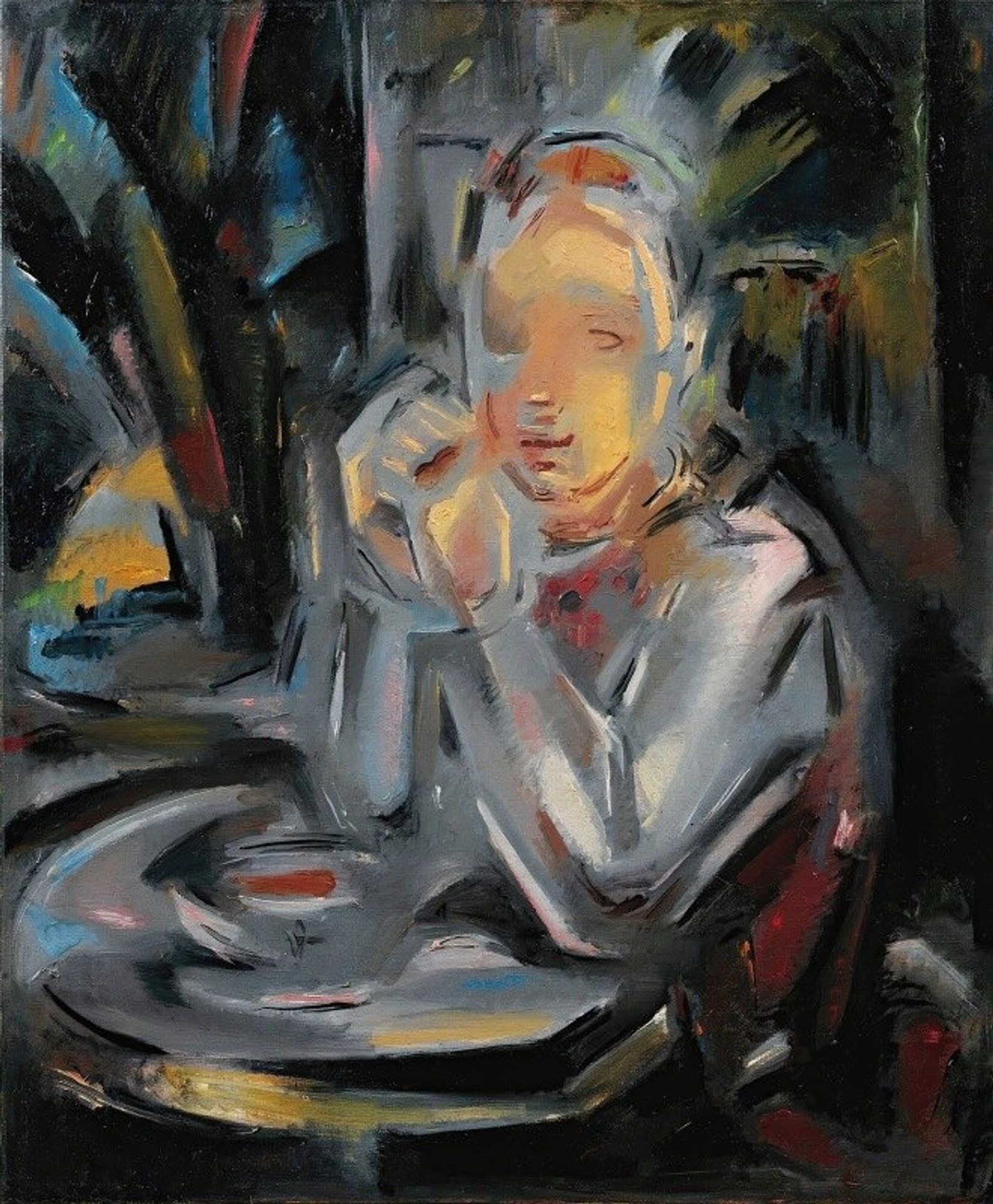 Jeune Assis À Table Face À Une Tasse by María Blanchard