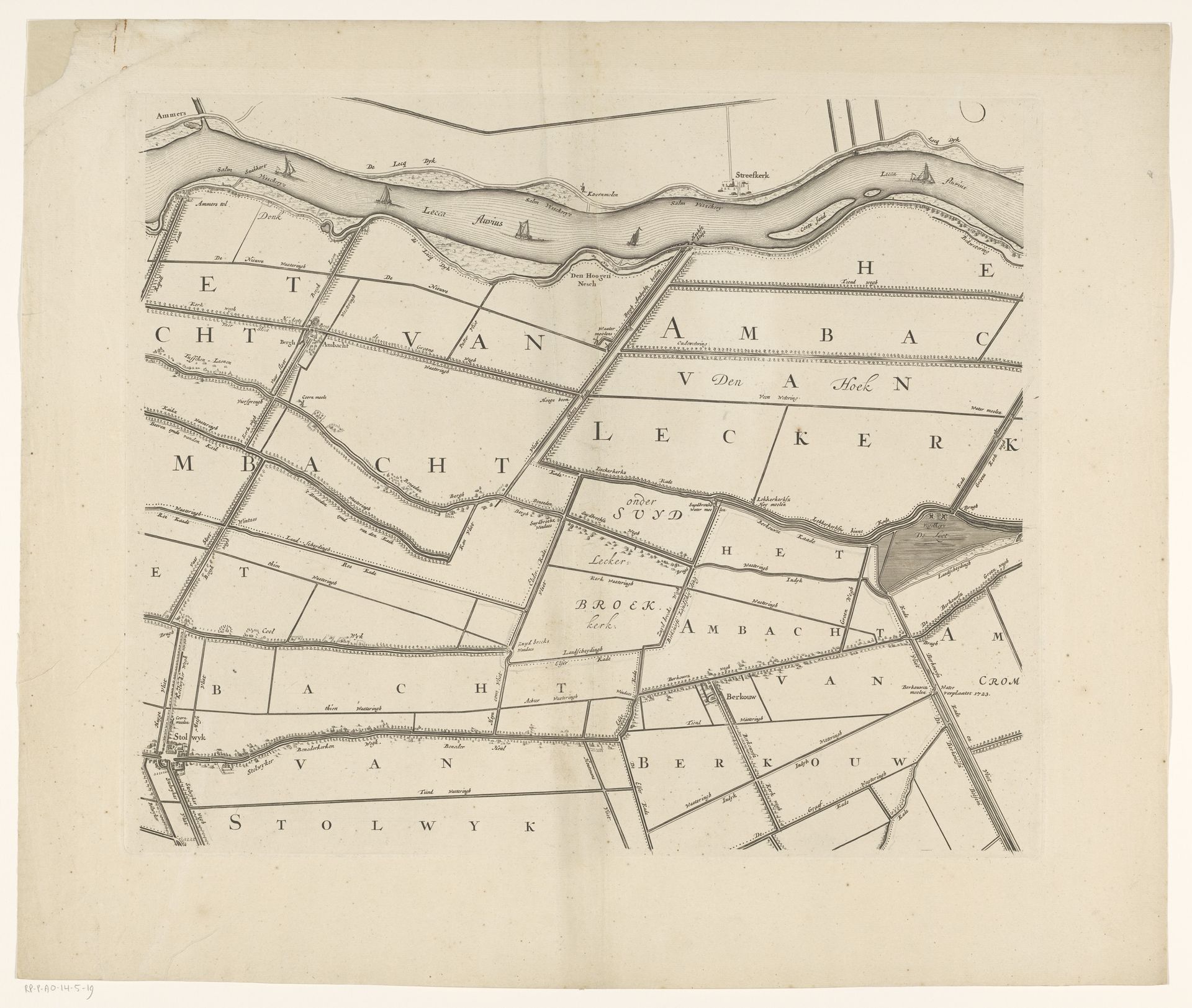 Kaart van het Hoogheemraadschap van de Krimpenerwaard (tweede deel van kaart) by Johannes Leupenius