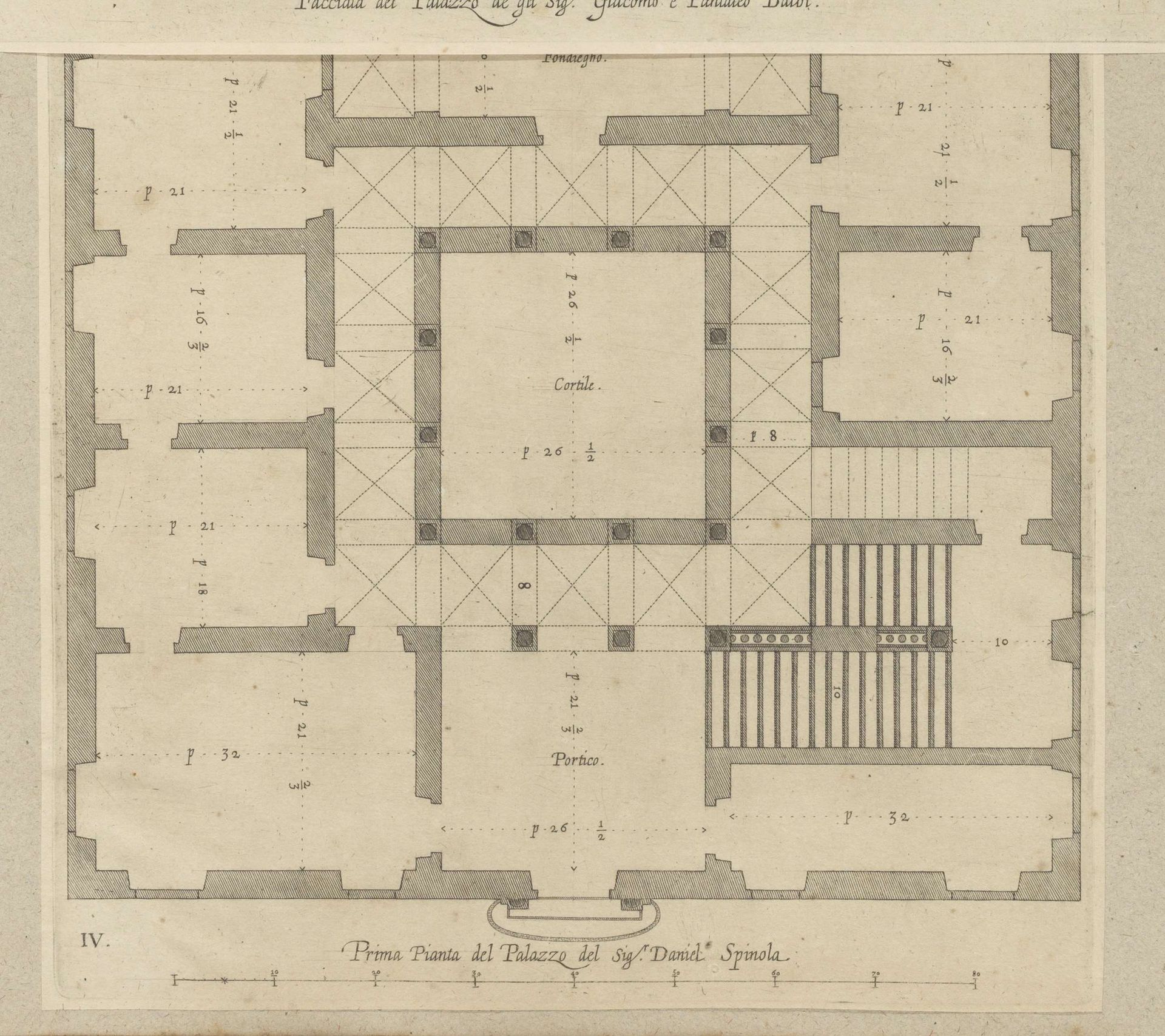 Plattegrond van de begane grond van het Palazzo Nicolò Spinola di Luccoli te Genua by Nicolaes Ryckmans