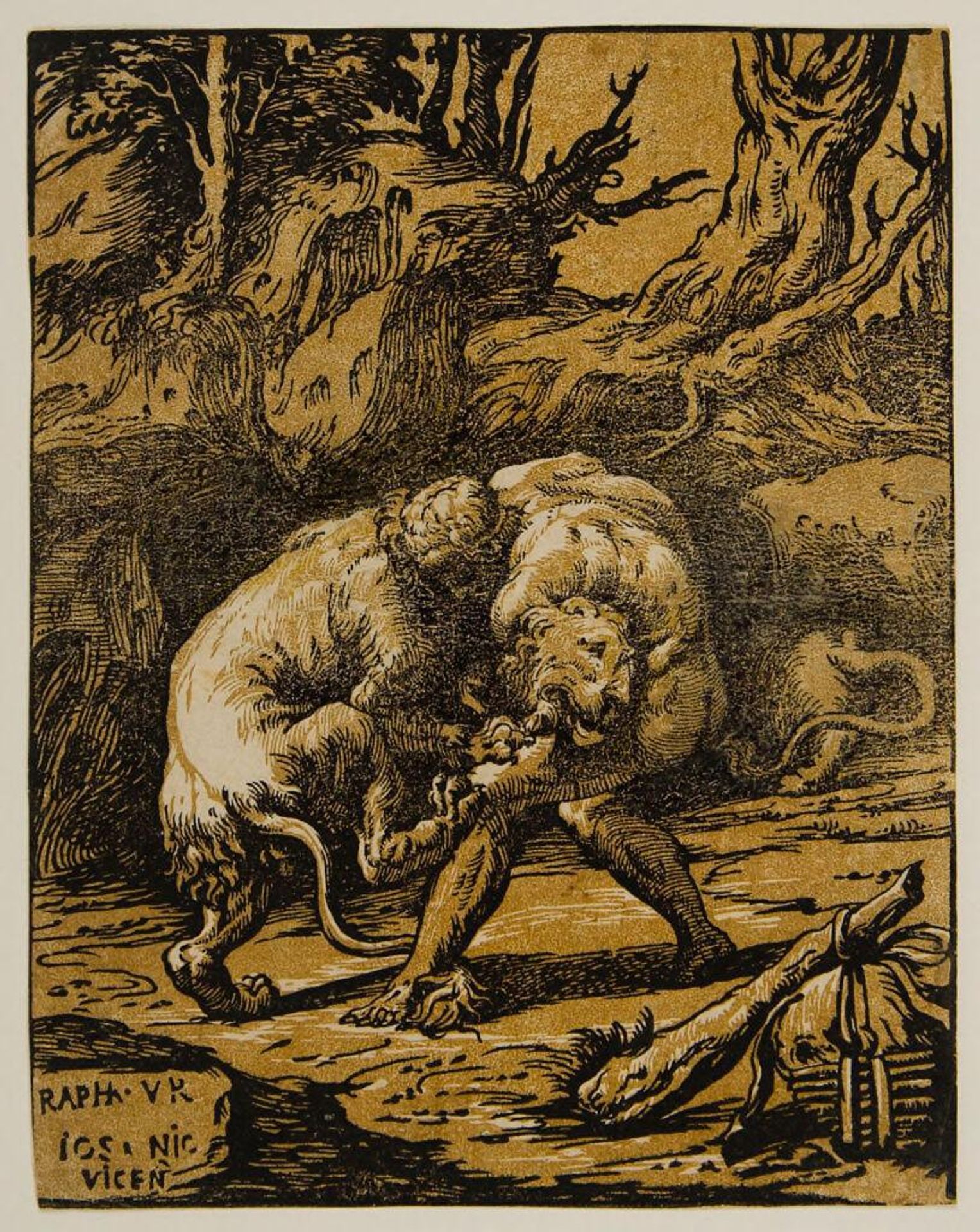 Hercules Strangling the Nemean Lion by Giuseppe NiccolÃ² Vicentino