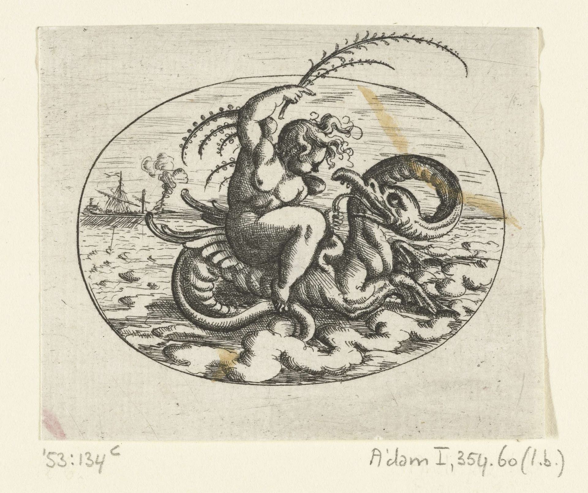 Liggend ovaal met putto by Christoph Jamnitzer