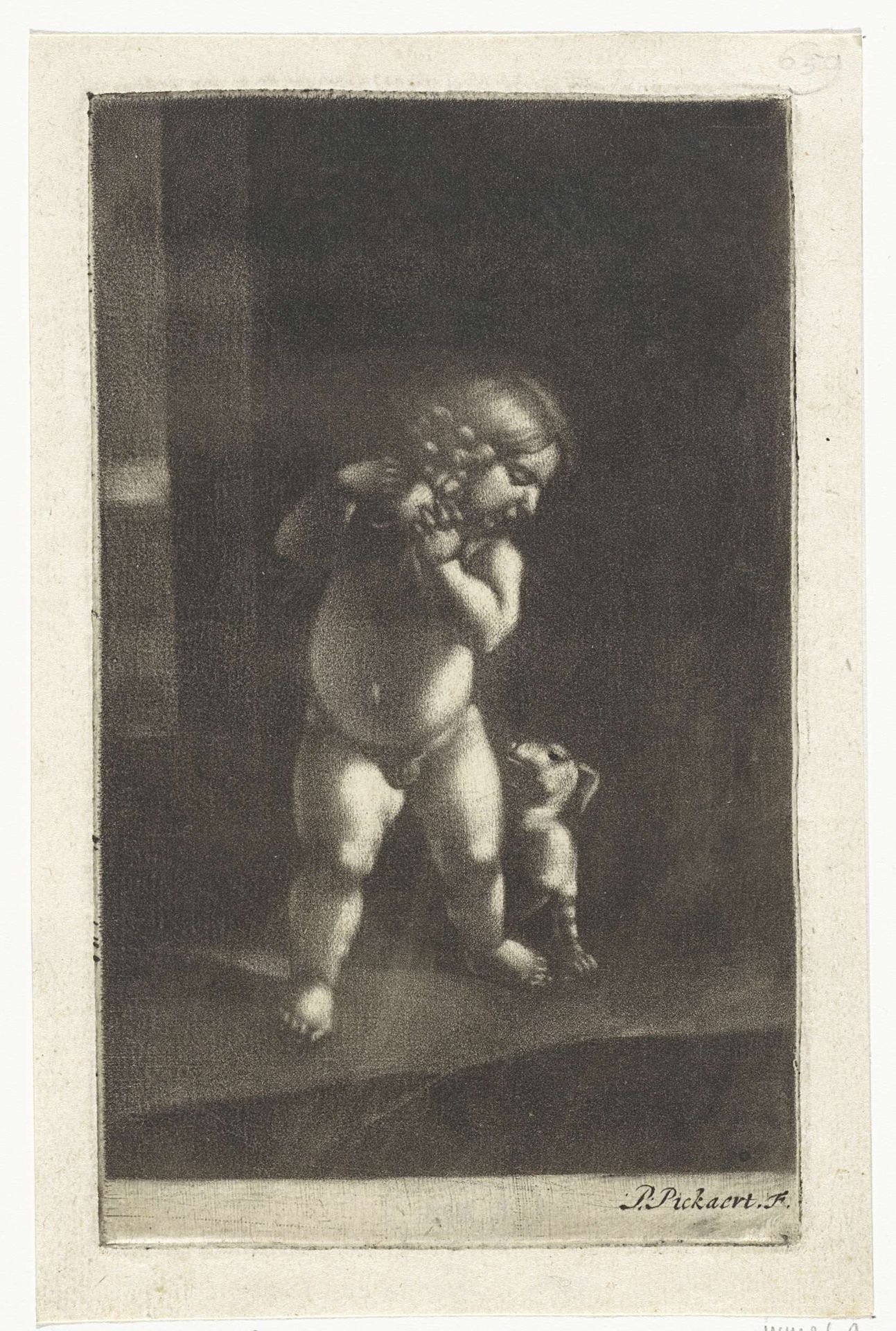 Naakt kind en een hondje by Pieter Pickaert
