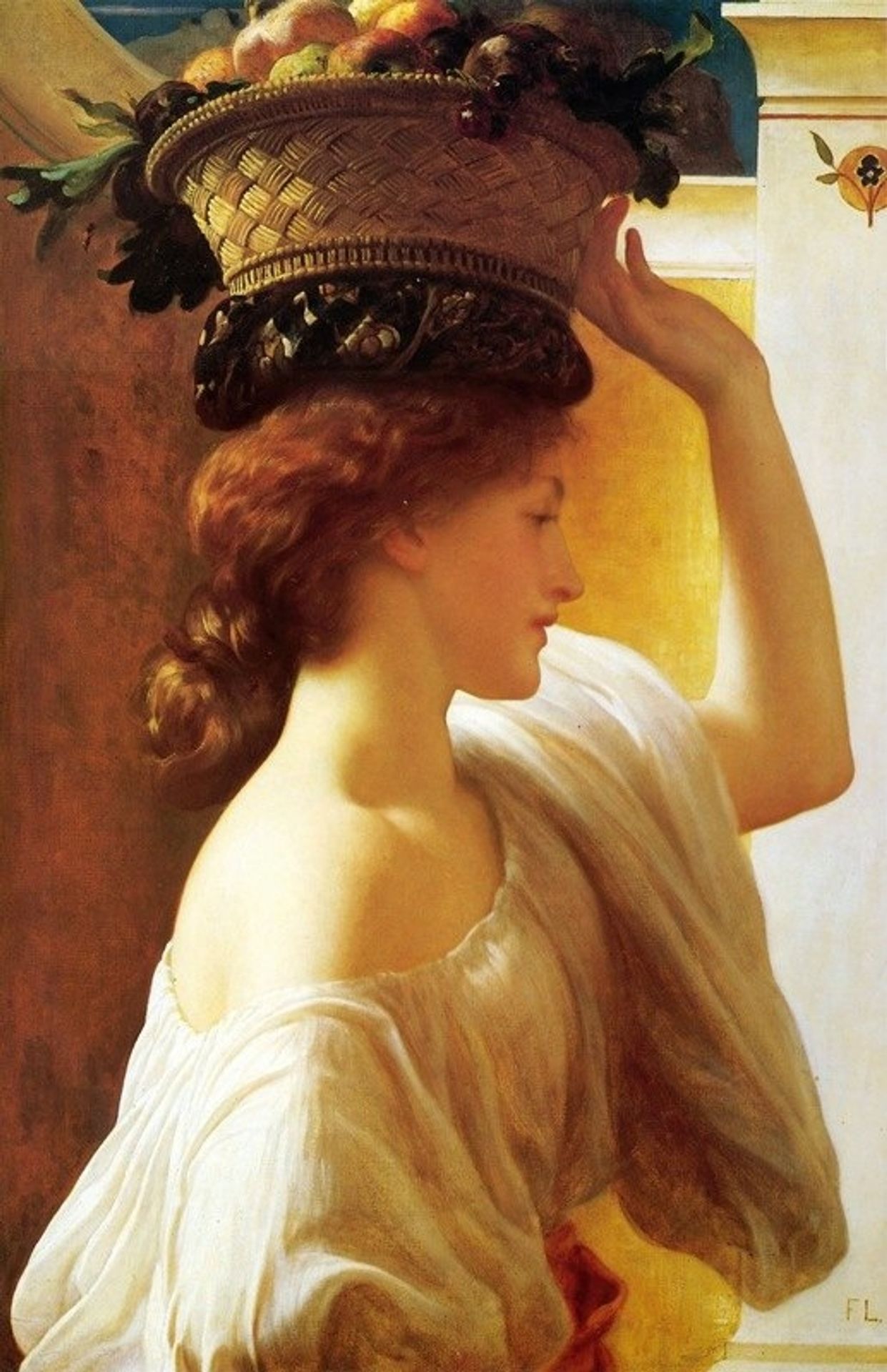 Girl with a basket of fruit Date by Frederic Leighton