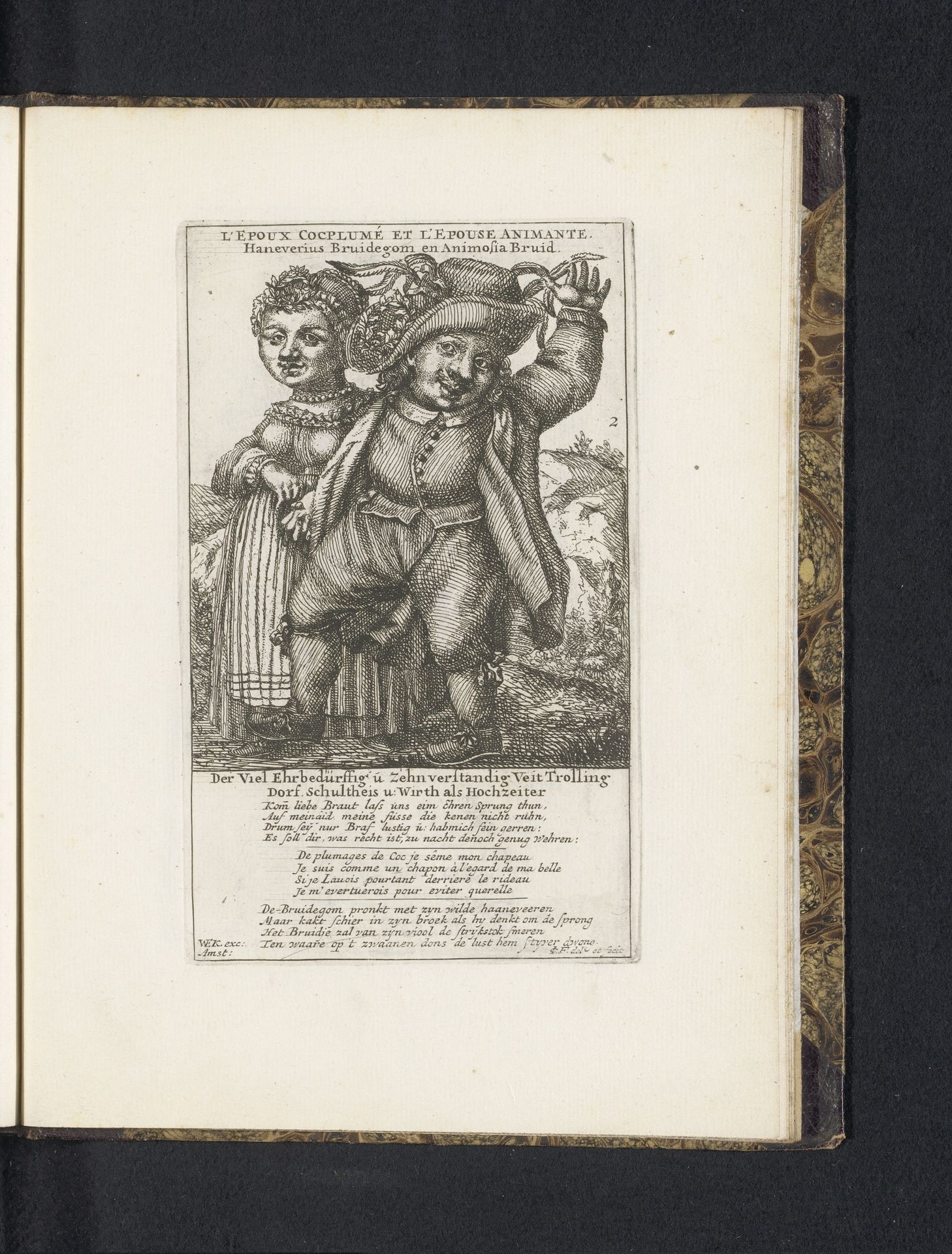 Het pasgetrouwde dwergenpaar, 1720 by Jacob Folkema