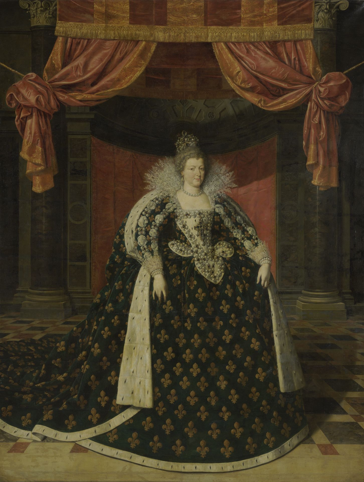 Portrait of Marie de Médicis (1575-1642), Queen of France, in Robes of State by Frans (II) Pourbus
