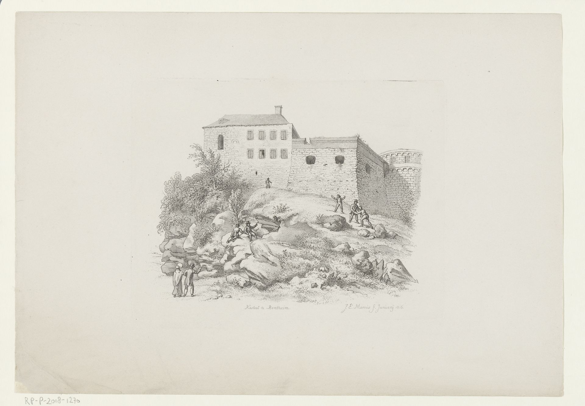 Gezicht op Kasteel Bentheim by Jacob Ernst Marcus