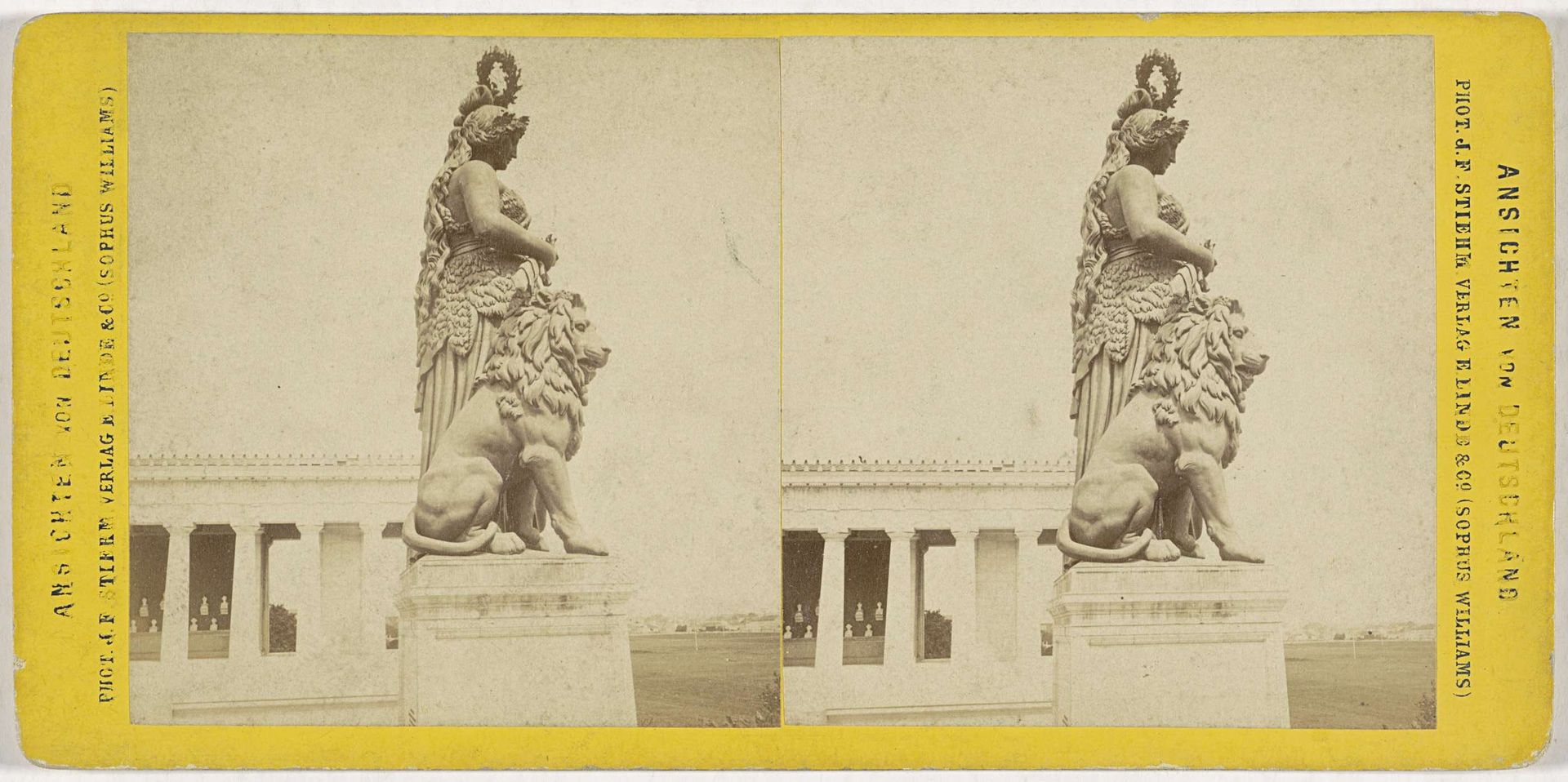 Zijaanzicht van het standbeeld van Bavaria in München by Johann Friedrich Stiehm