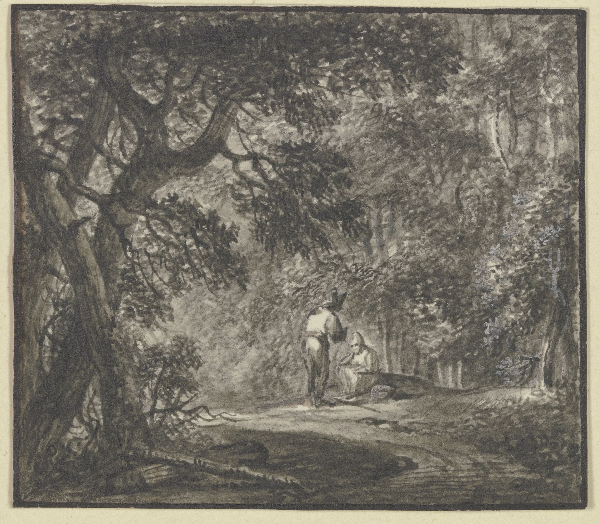 Waldinneres mit zwei Figuren by Johann Ludwig Ernst Morgenstern