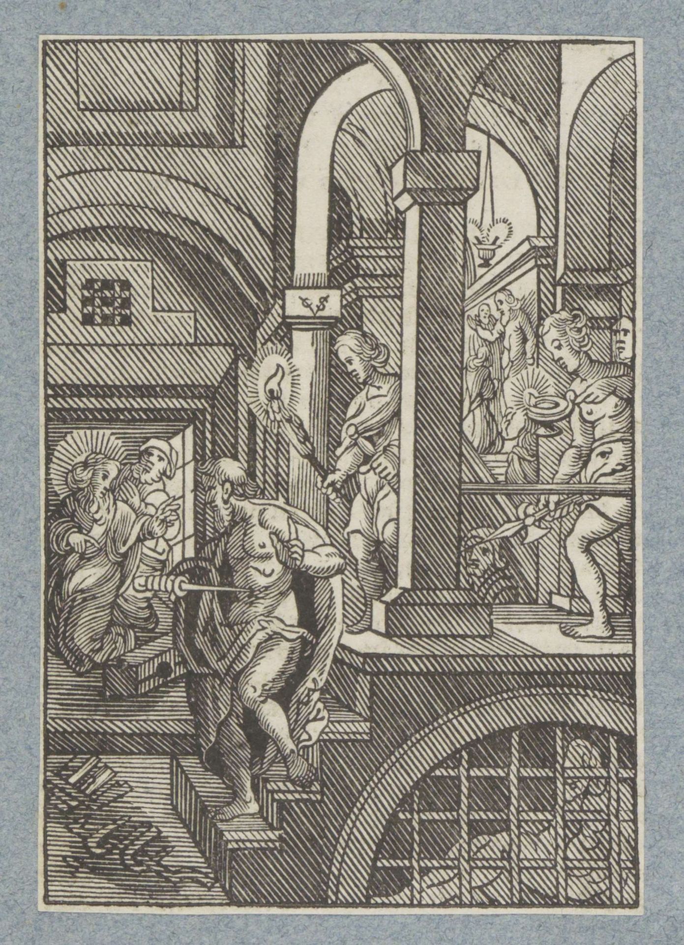 Bekering van de gevangenenbewaarder van Filippi by Christoffel van (II) Sichem