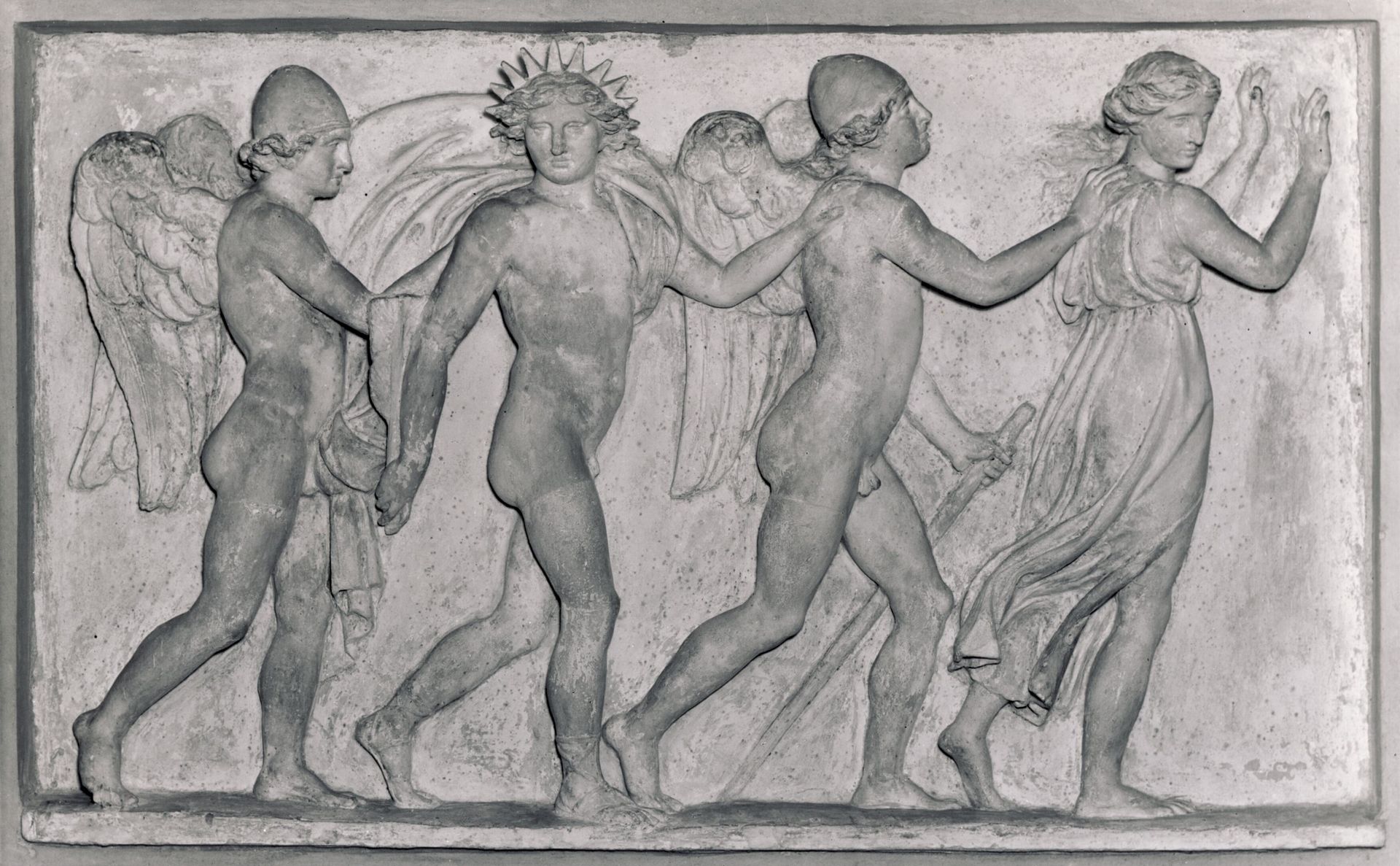 Døgnets tider. Symboliseret ved fire vingede skikkelser by Bertel Thorvaldsen