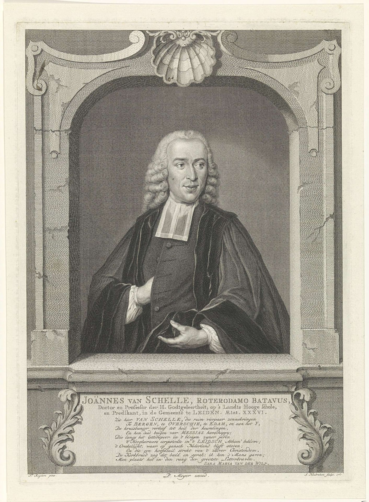 Portret van Johannes van Schelle by Jacob Houbraken