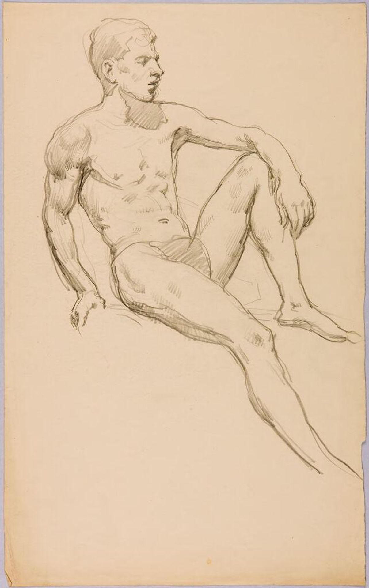 Seated Male Nude with Left Arm Resting on Left Knee by Frank Samuel Eastman