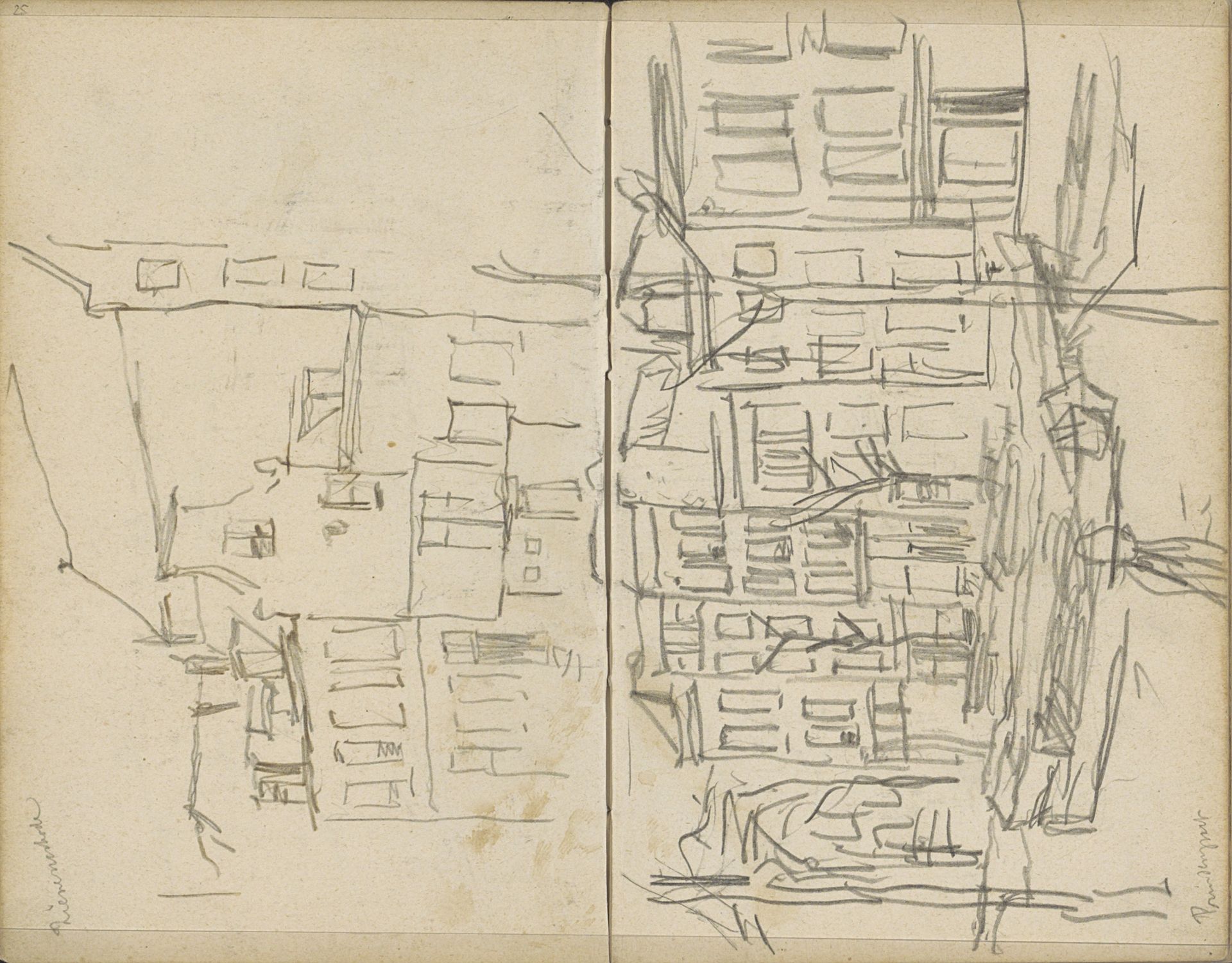 Gezicht op de Zieseniskade en een gezicht op de Prinsengracht te Amsterdam by George Hendrik Breitner