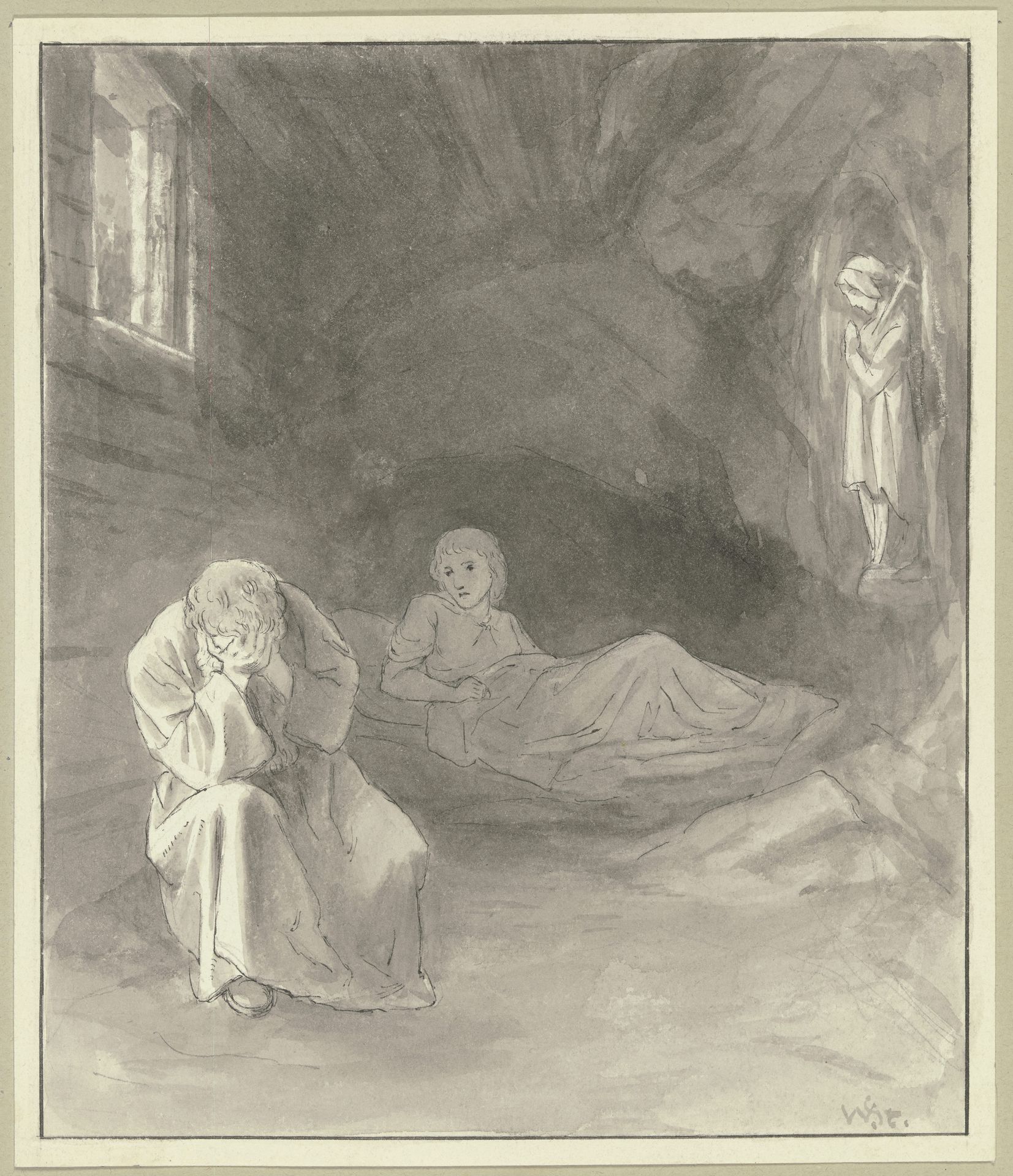 The night in Brun's hermitage by Wilhelm Steinhausen