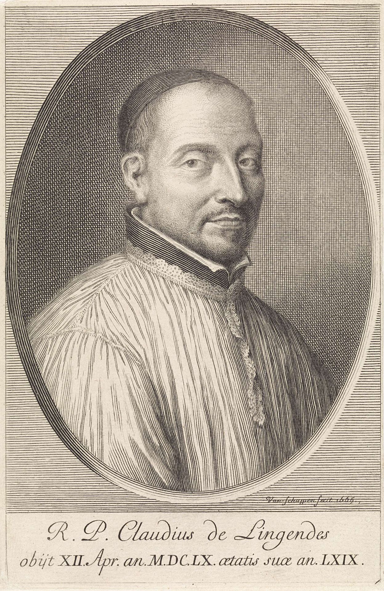 Portret van de jezuïet Claudius de Lingendes by Pieter van Schuppen