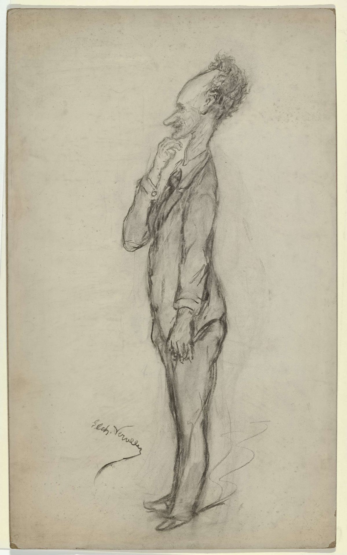 Karikatuurportret van Marinus van de Maarel by Elchanon Verveer