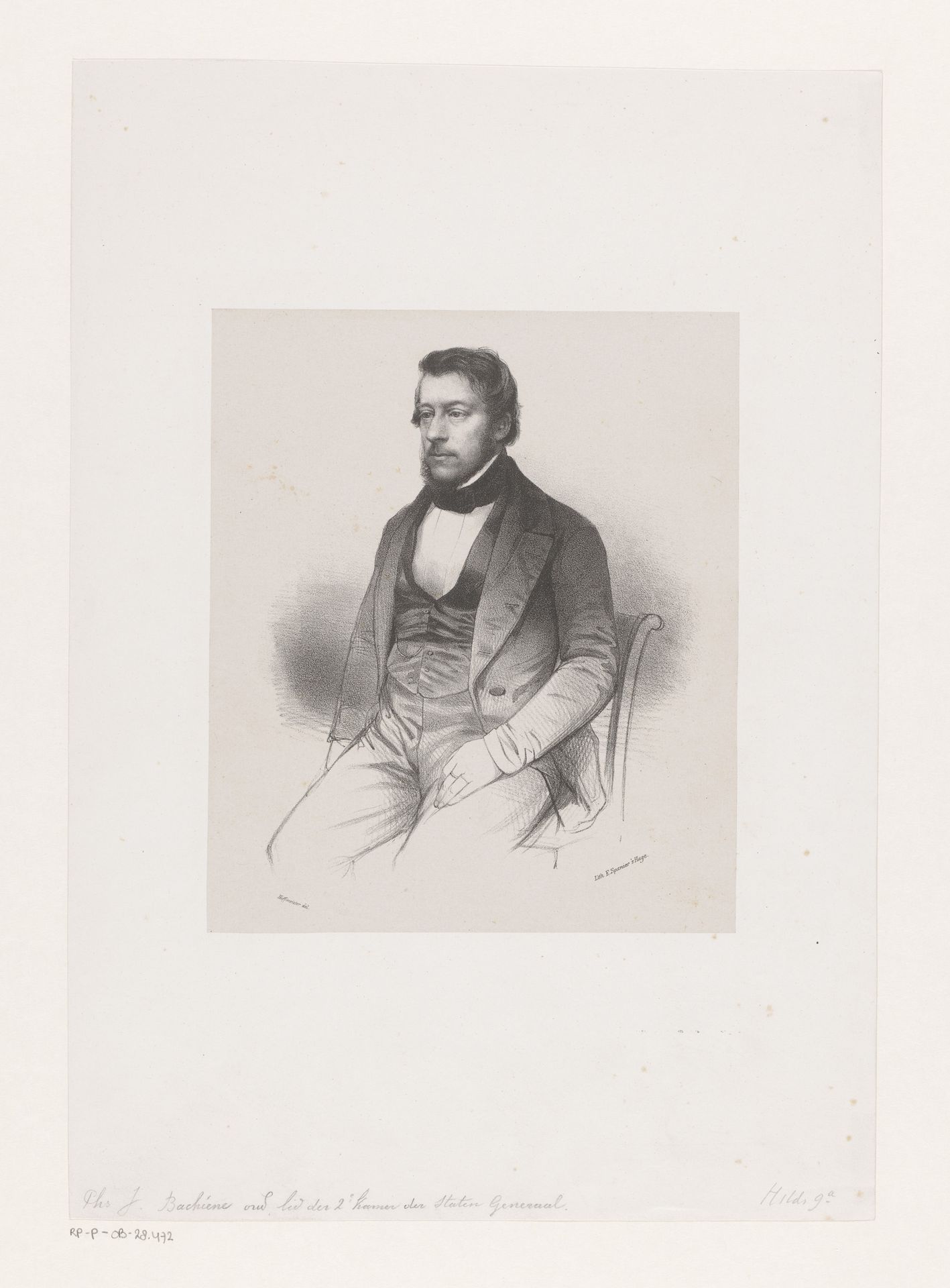 Portret van Philippus Johannes Bachiene by Johan Hendrik Hoffmeister