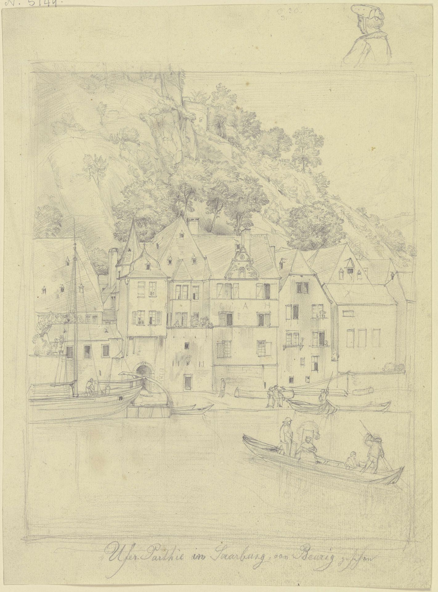 Uferpartie in Saarburg von Beurig gesehen (Original Title) by Peter Becker