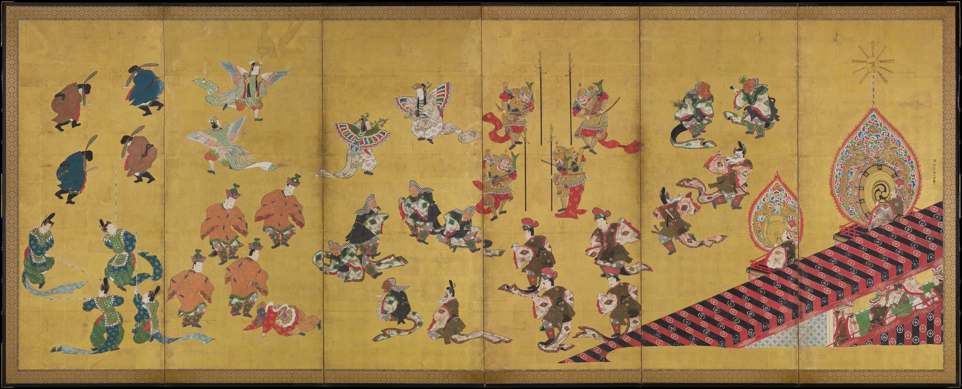 Bugaku Dances (front); Chinese Lions (reverse) by Hanabusa Itchō