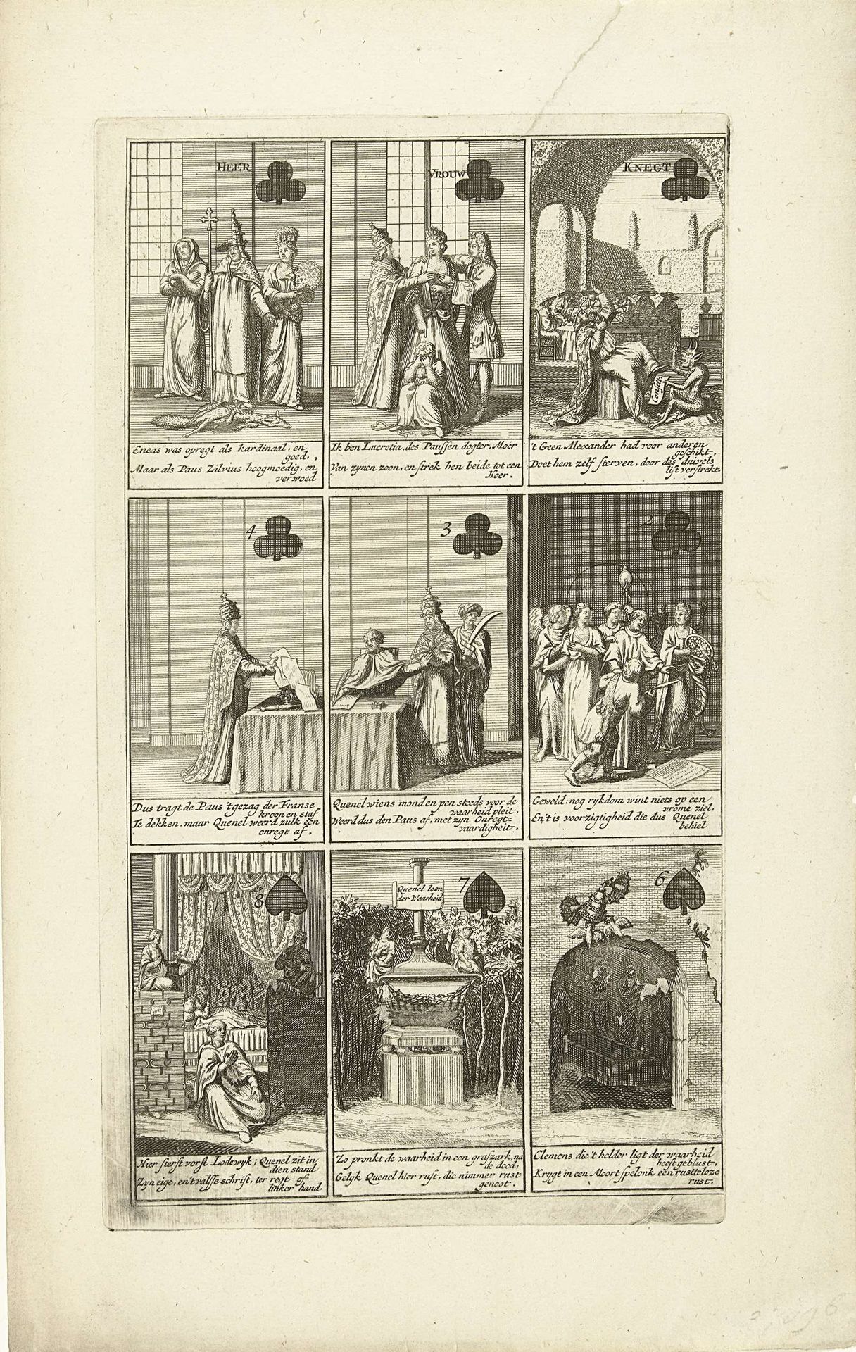Negen kaarten met spotprenten op de Roomse Onfeilbaarheid, 1724 by Anonymous