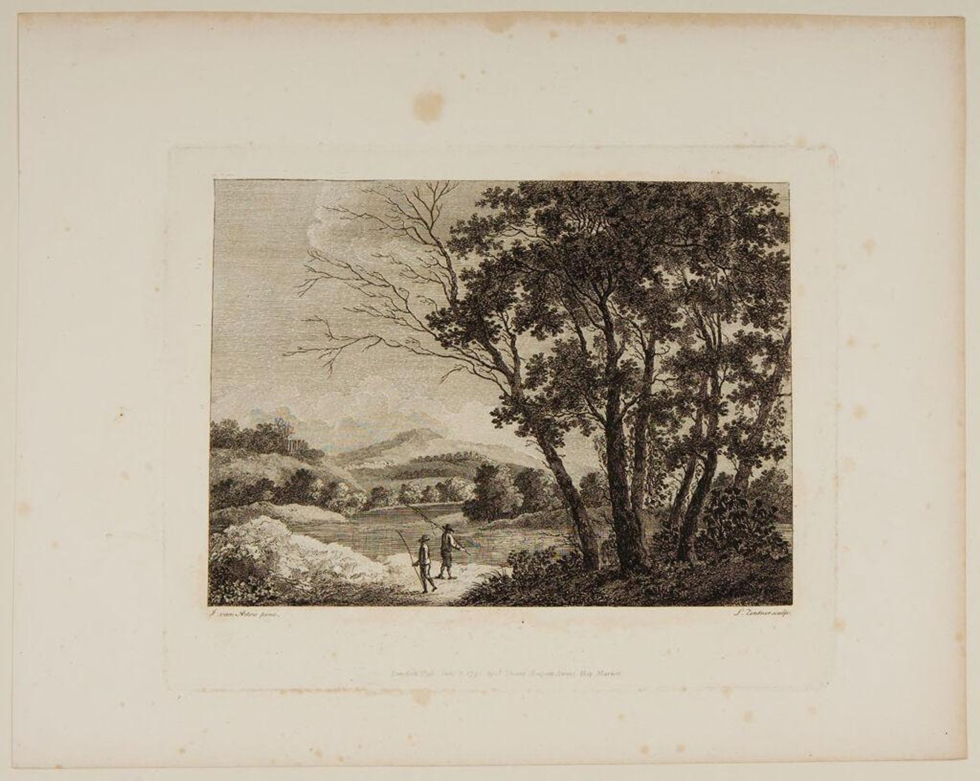 Two Fishermen on the shore of a River by J. L. L. C. Zentner