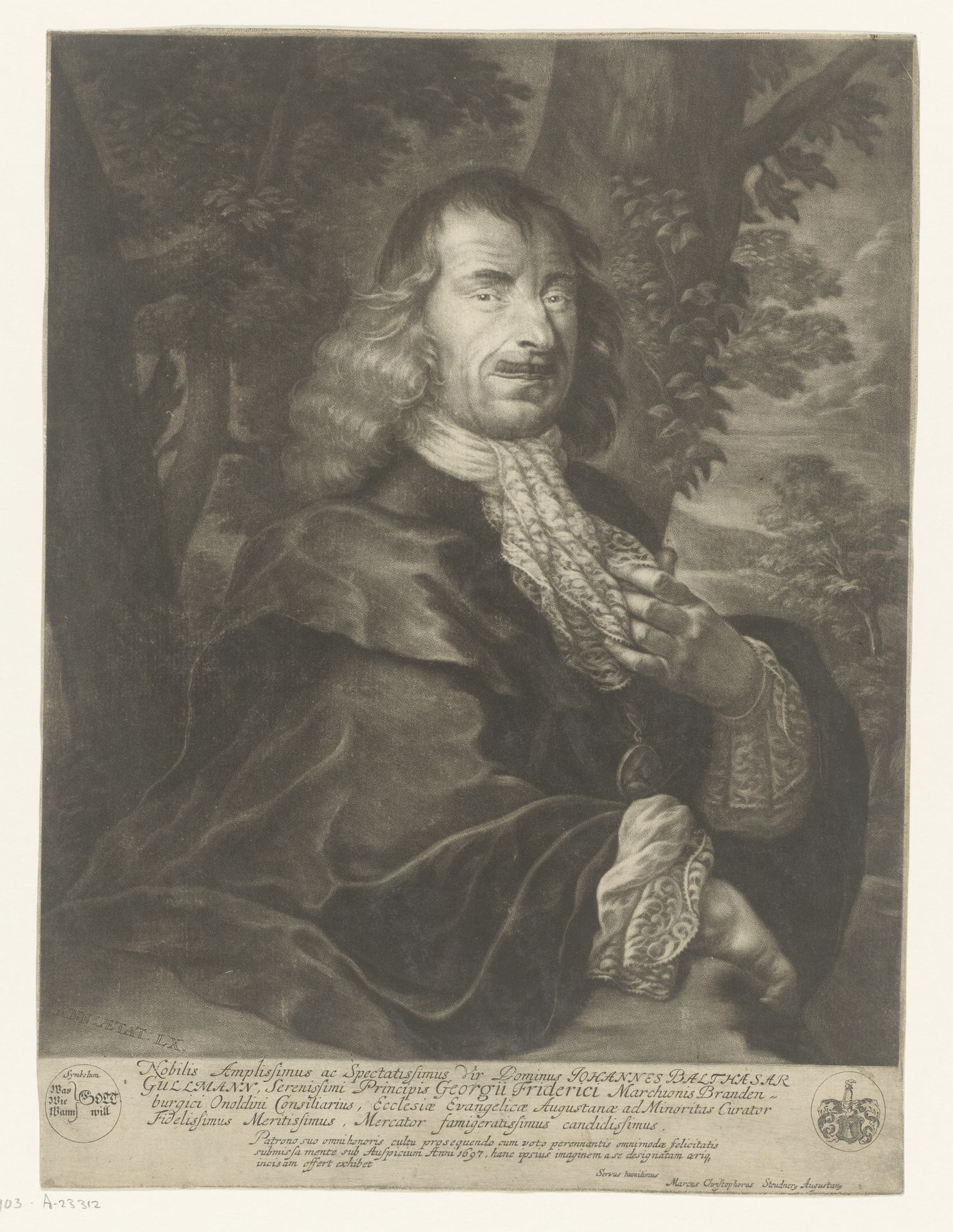 Portret van Johann Balthasar Gullmann by Marc Christoph Steudner