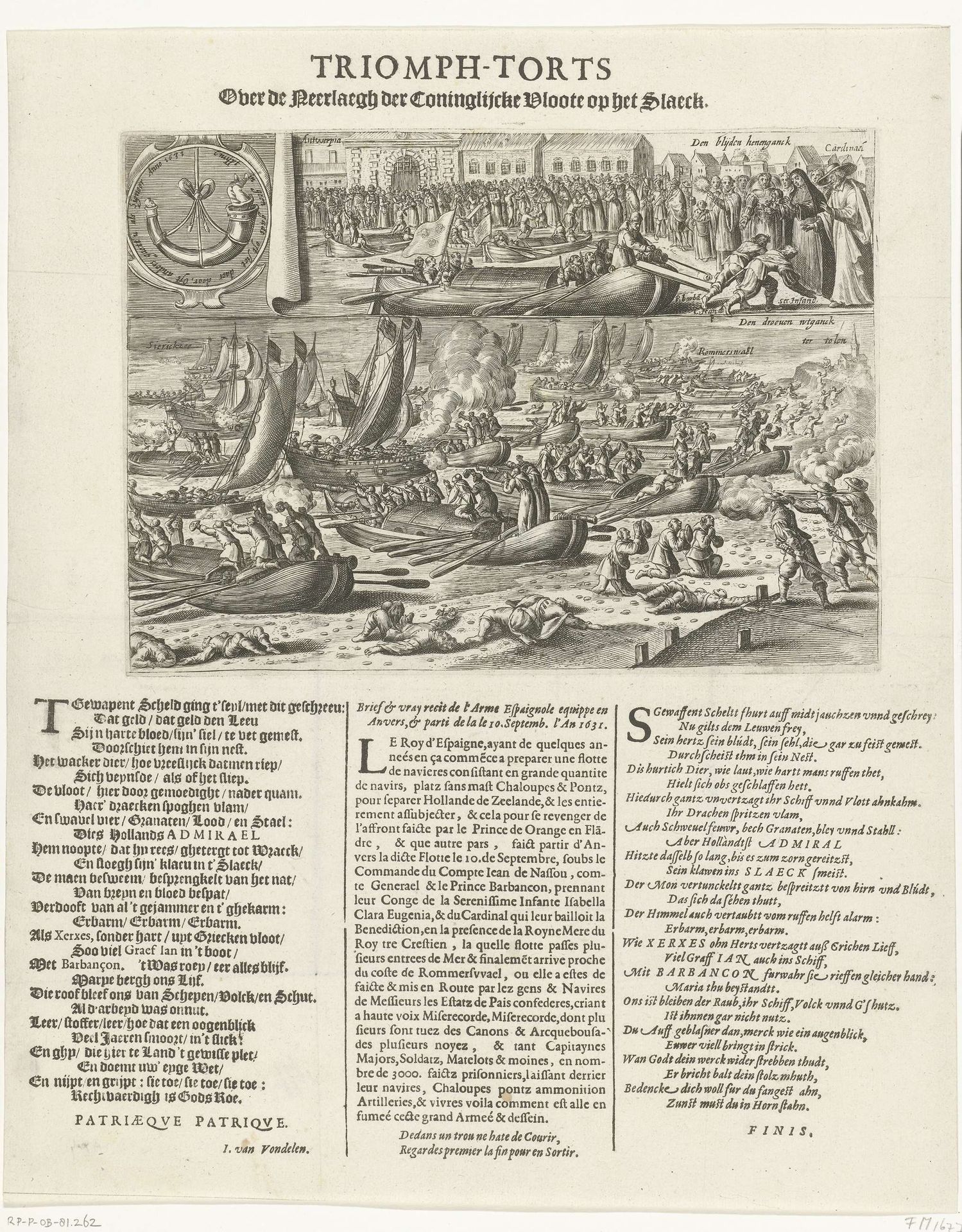 Begin van de expeditie te Antwerpen en ongelukkig eind tijdens de slag op het Slaak, 1631 by Crispijn van de (II) Passe