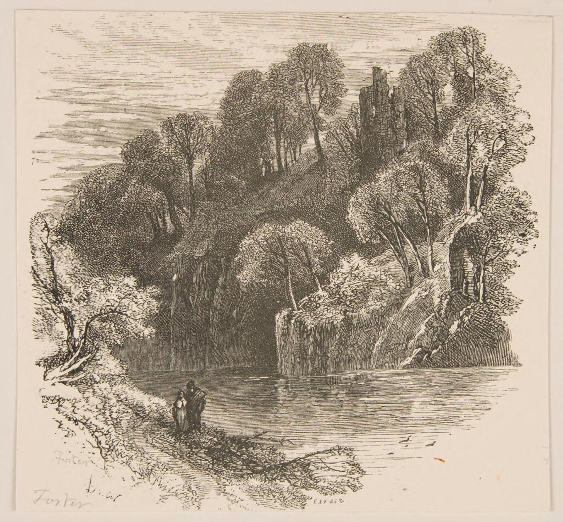 Ruins on the Bank of a River by Edmund William Evans