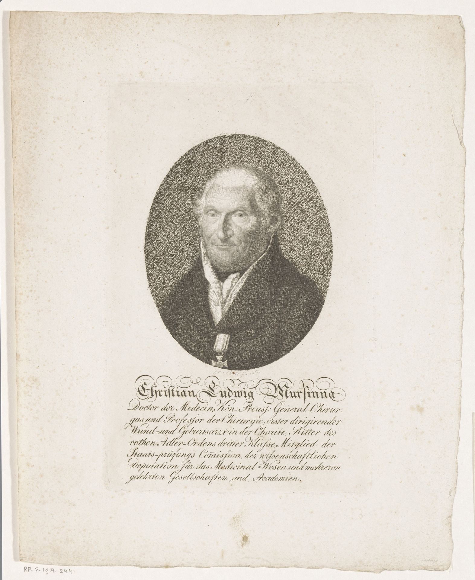 Portret van Christian Ludwig Mursinna by Johann Friedrich Bolt