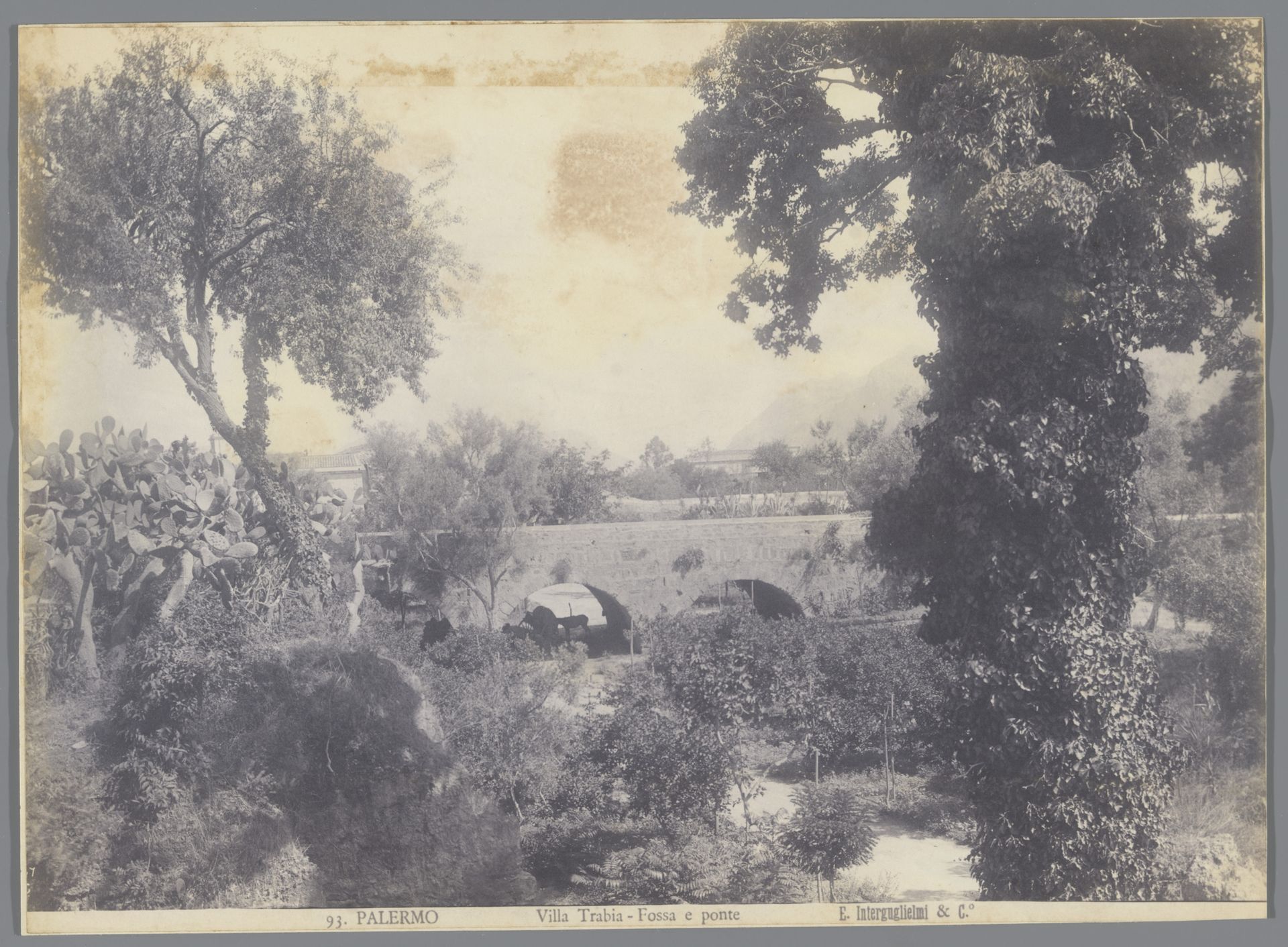 Gezicht op de tuin van Villa Trabia te Palermo by Eugenio Interguglielmi